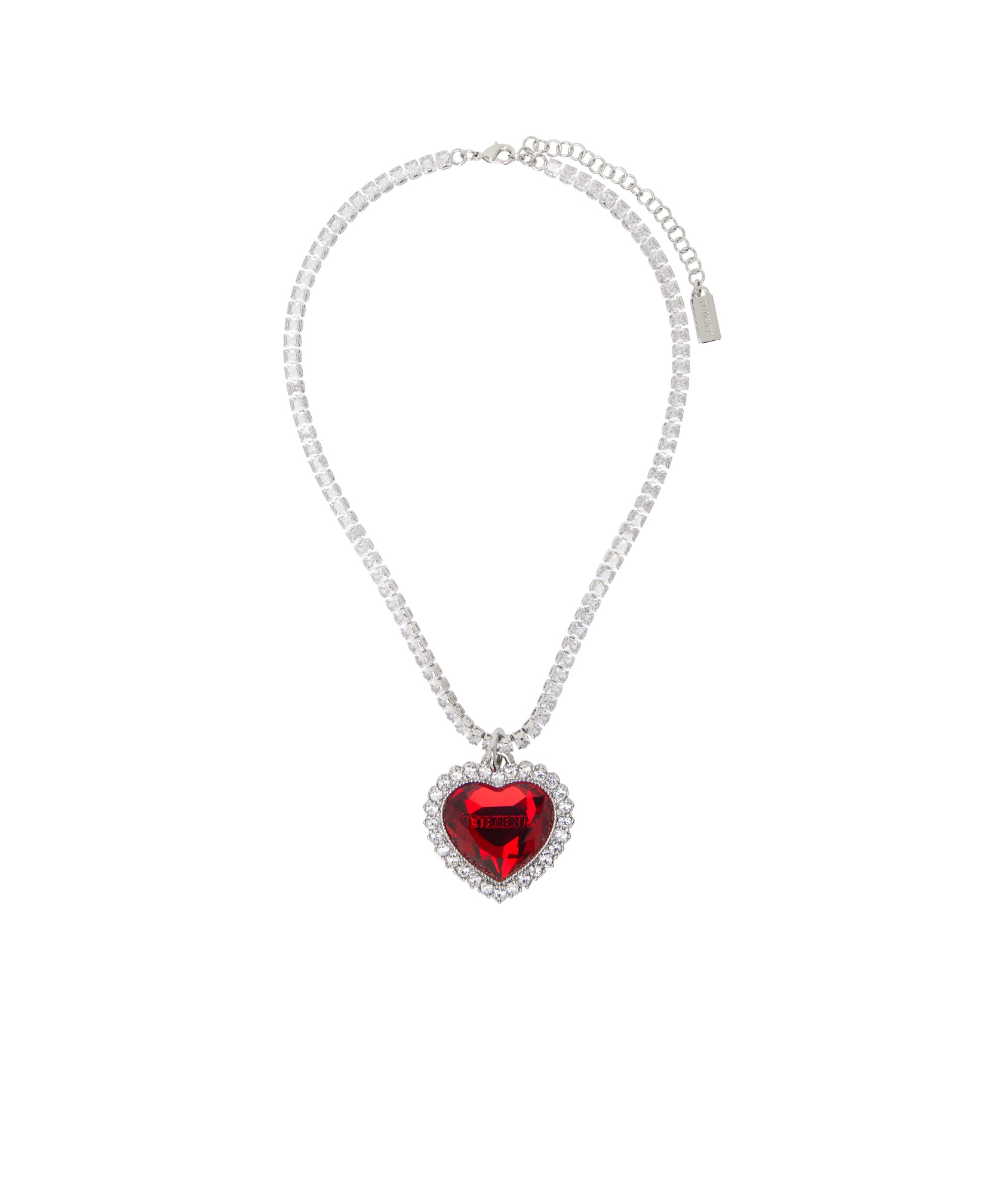 Vetements Crystal Heart Necklace In White