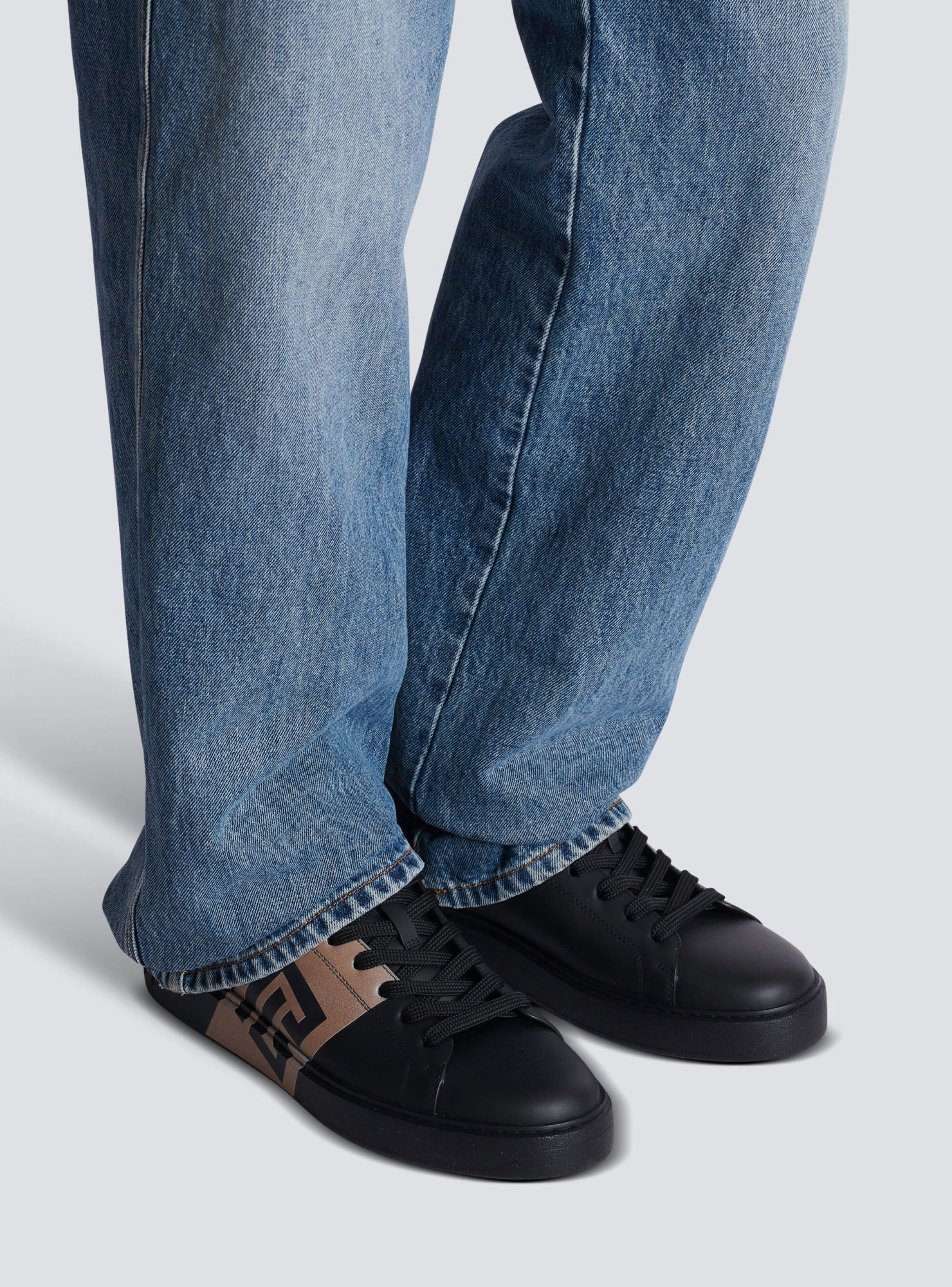 Balmain B-court Trainers In Calfskin In Black