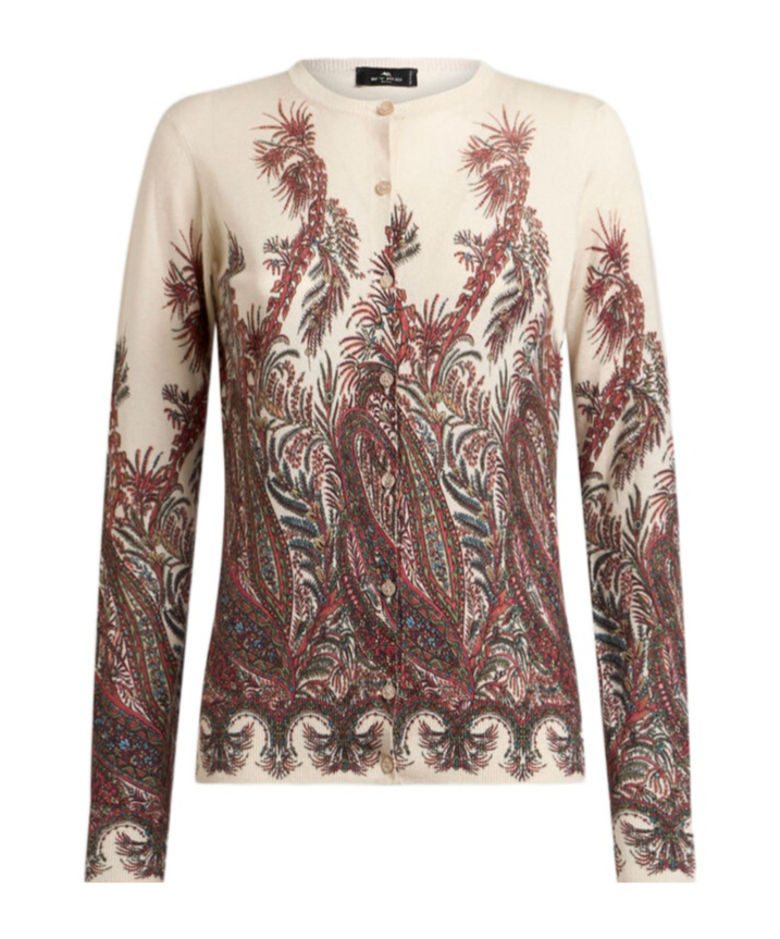 Etro Silk And Cashmere Cardigan With Placed Print