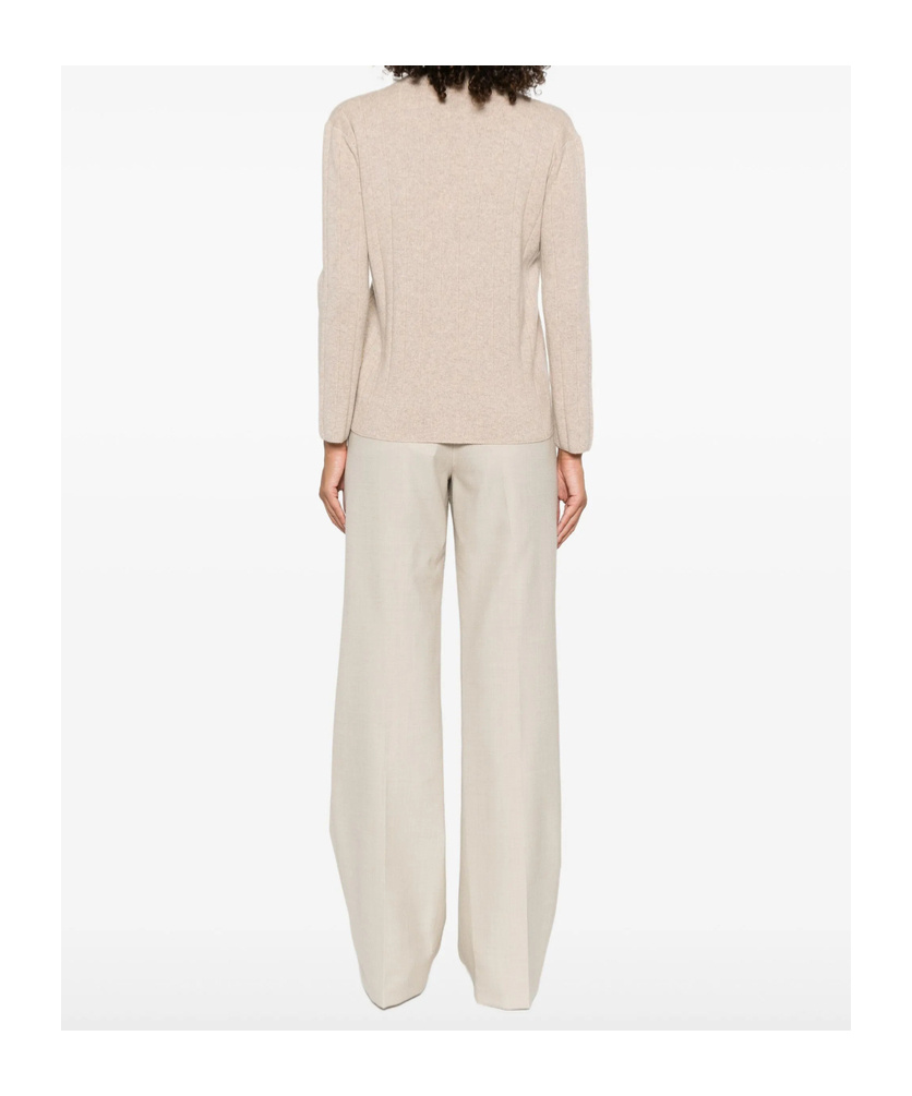 Max Mara Arten Ribbed V-neck Jumper In Neutral