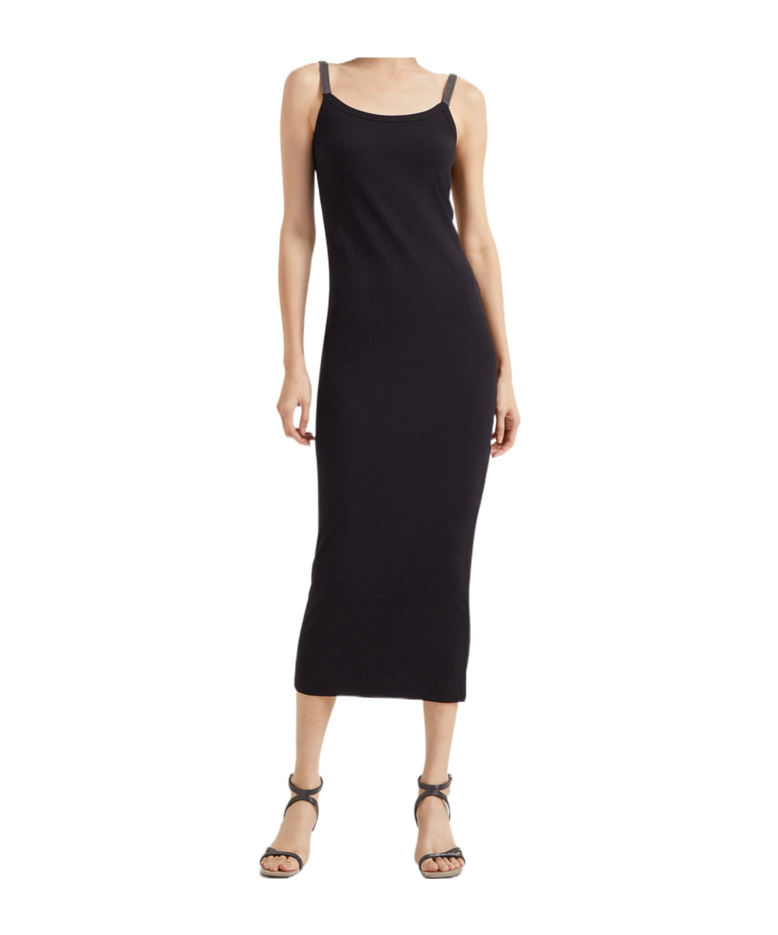 Brunello Cucinelli Monili-embellished Tank Dress In Black