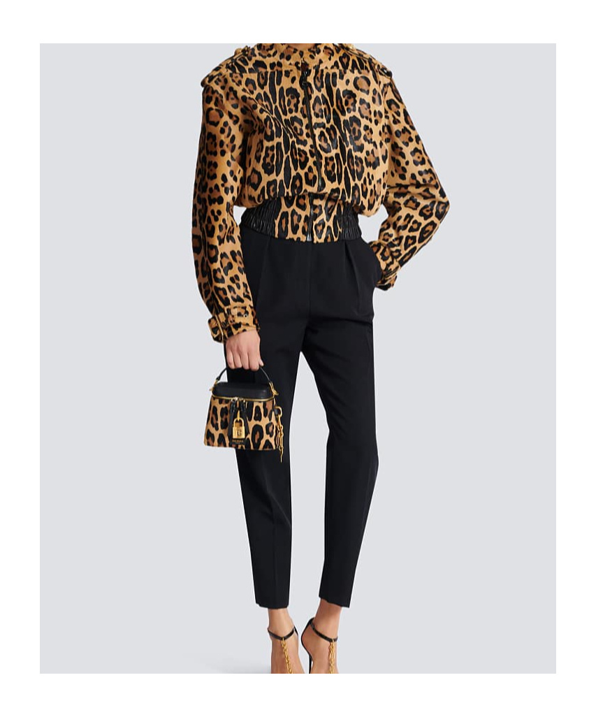 Balmain Pulse Vanity Leopard Print Leather Bag In Brown
