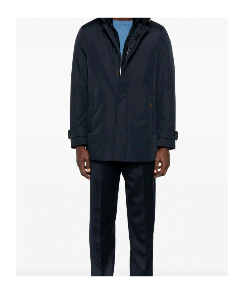 Moorer Buttoned Coat In Blue
