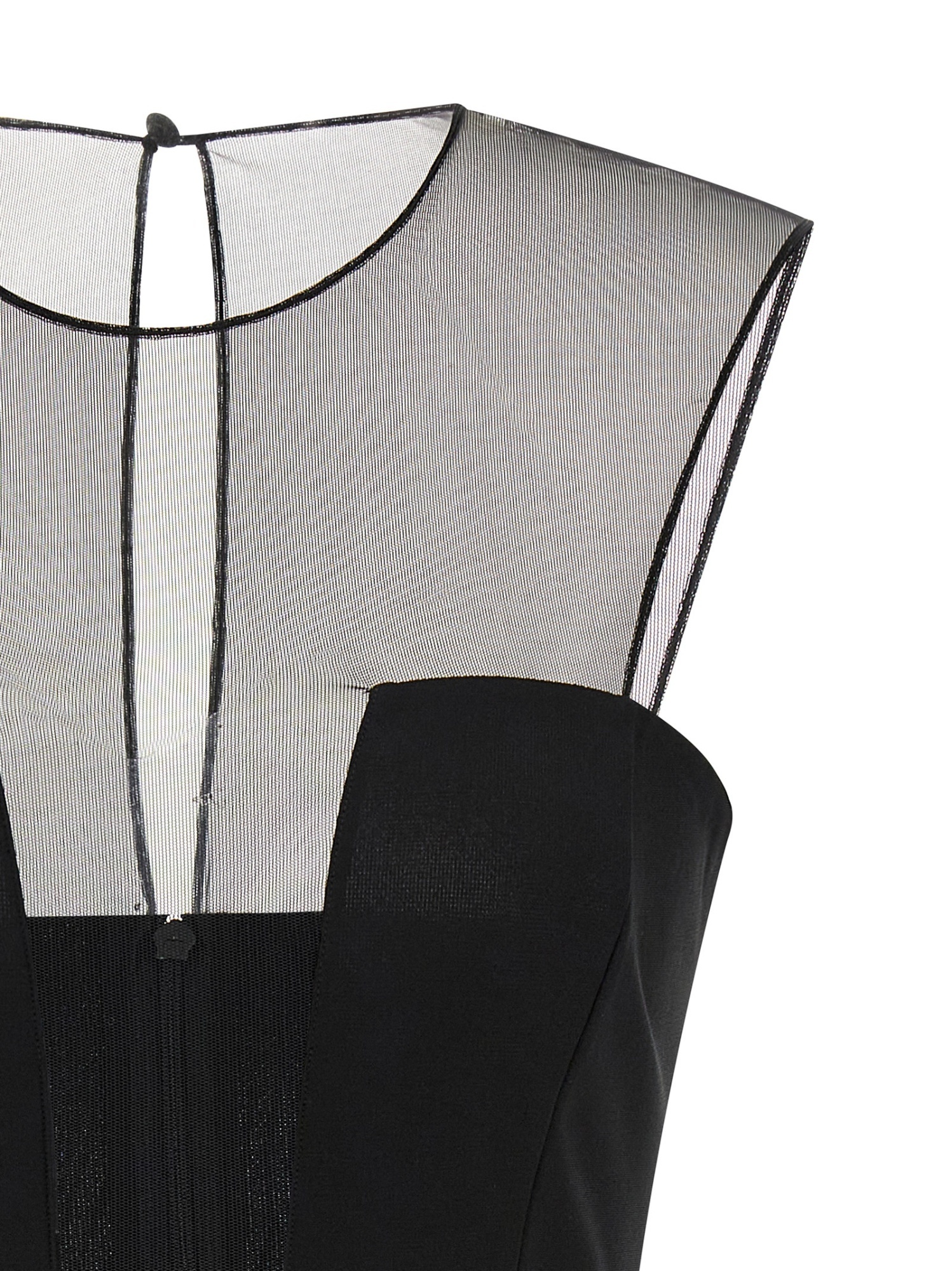 Nensi Dojaka Mesh Panel Sleeveless Fitted Silhouette Dress In Black