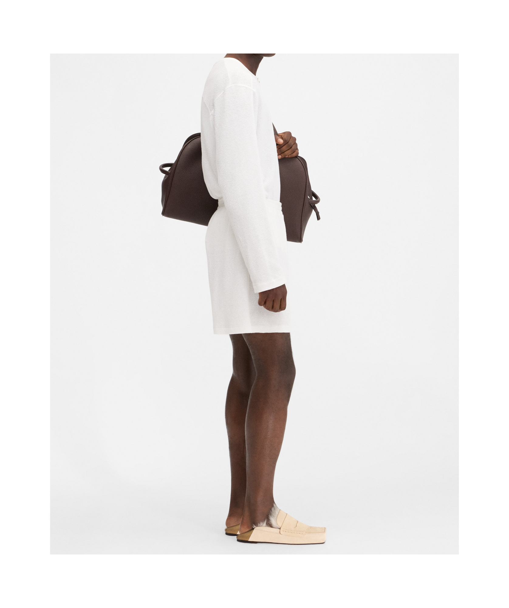 Jacquemus Long-sleeved T-shirt Elastic Waist Shorts Set In White