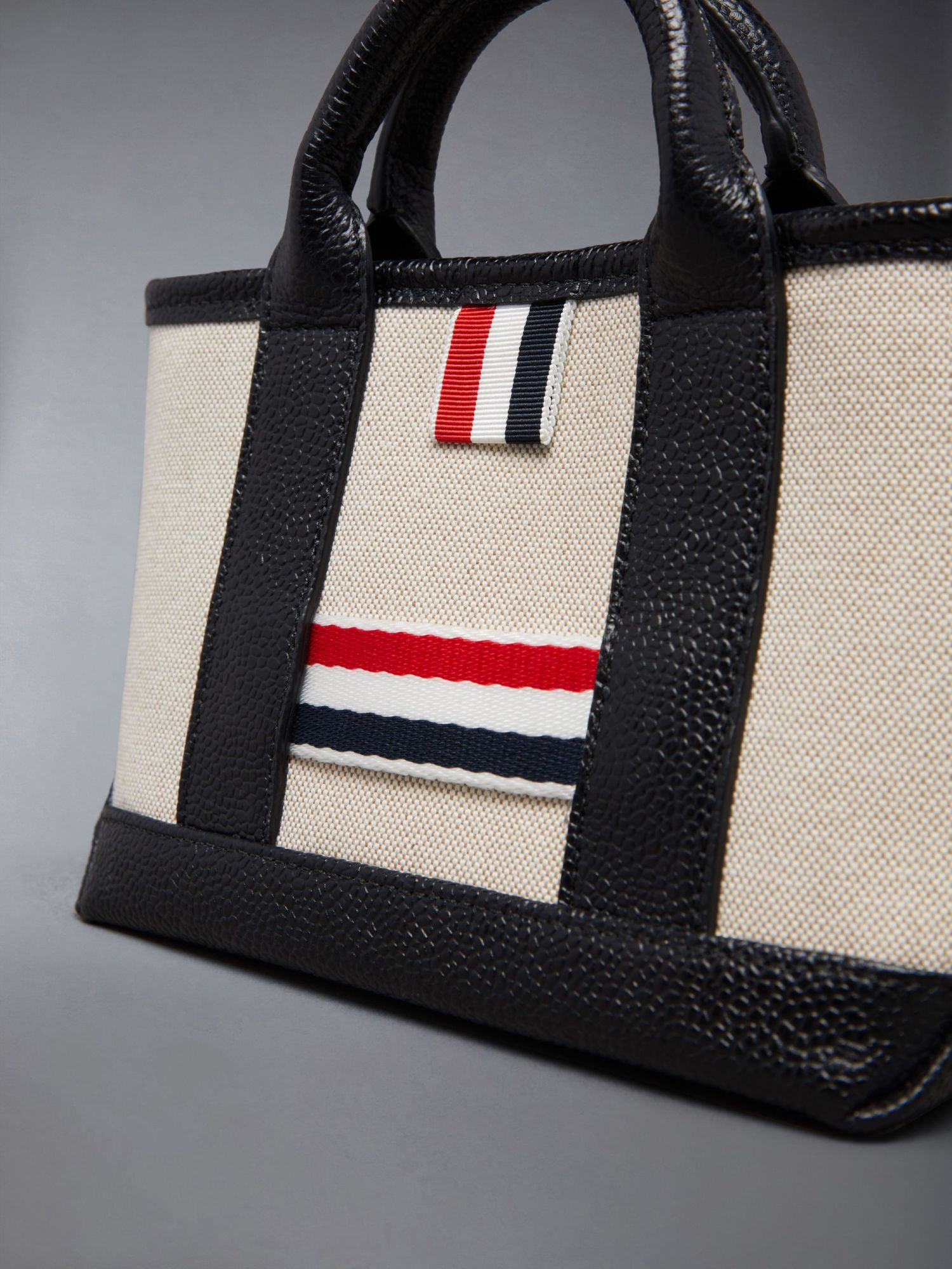 Thom Browne Mini Tool Leather Tote Bag In Black