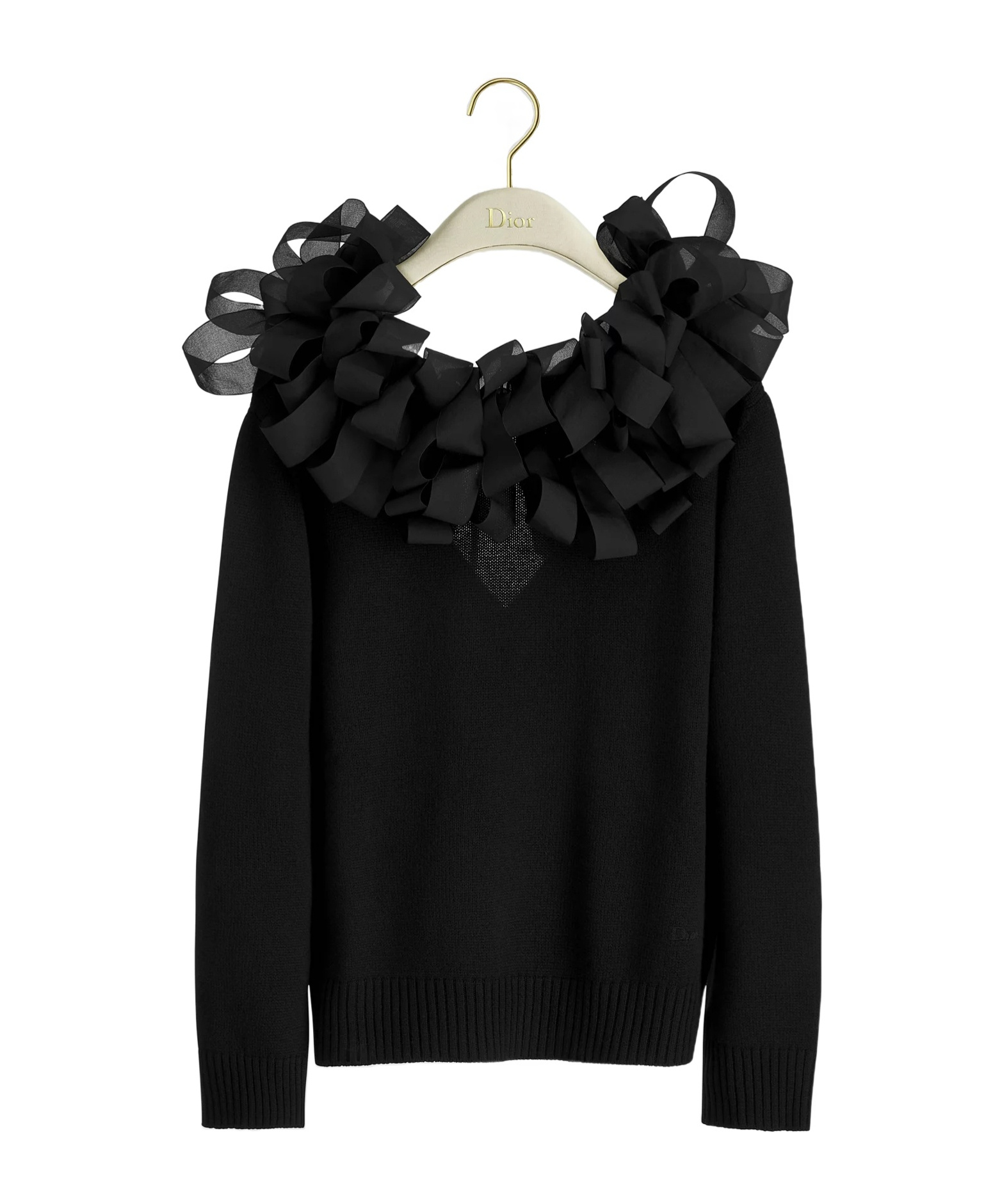 Dior Sweater With Ribbon Neckline In Black