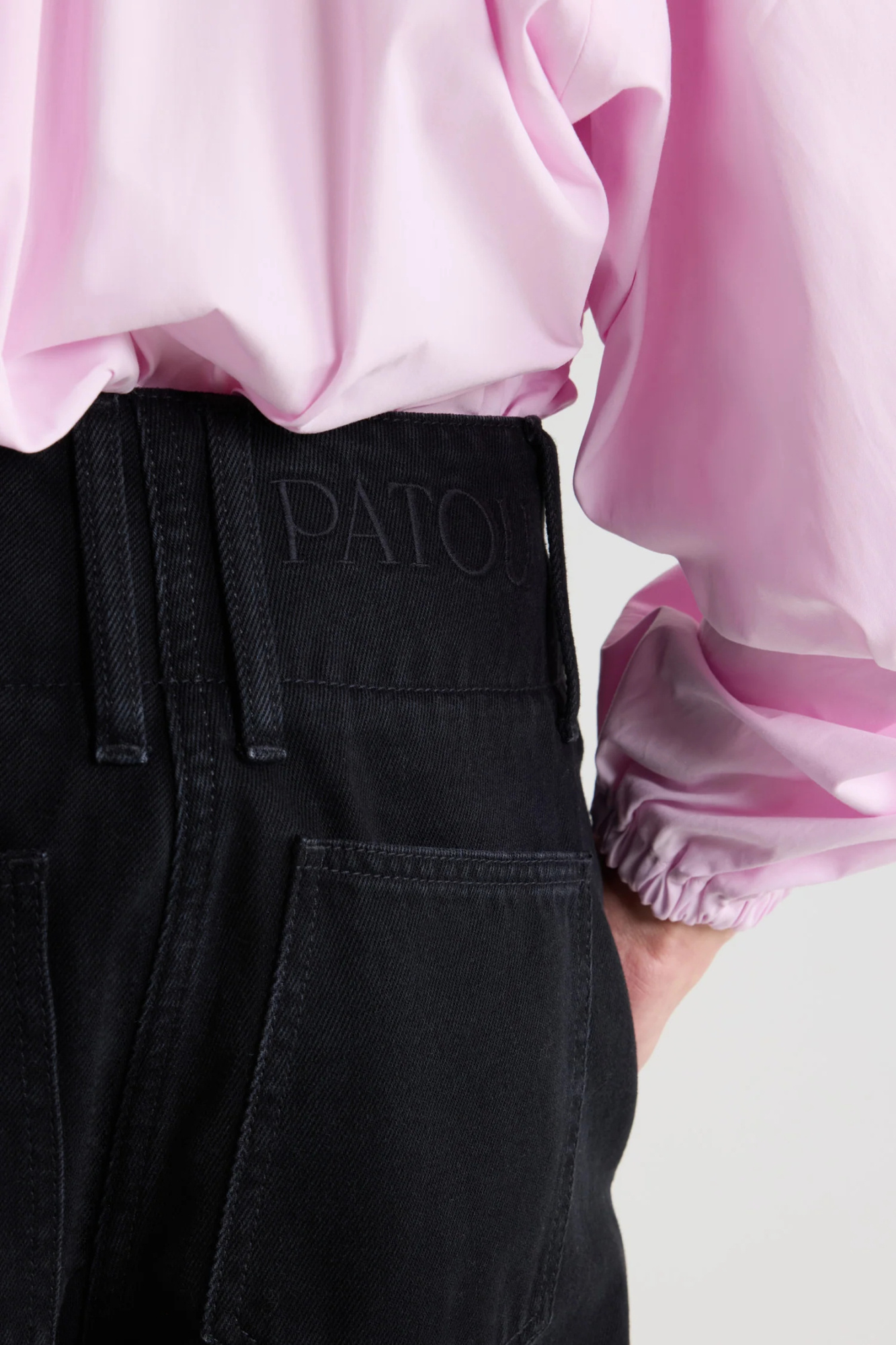 Patou Wide Waistband Denim Jeans In Black