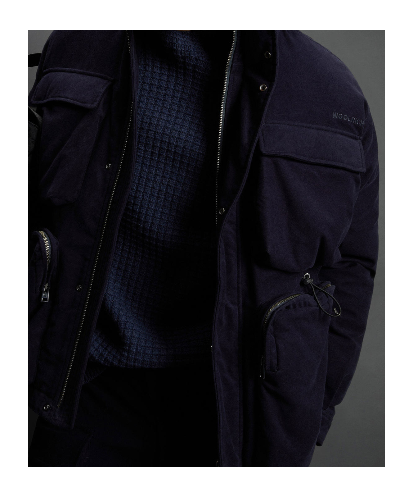 Woolrich Long-sleeved Down Jacket In Black