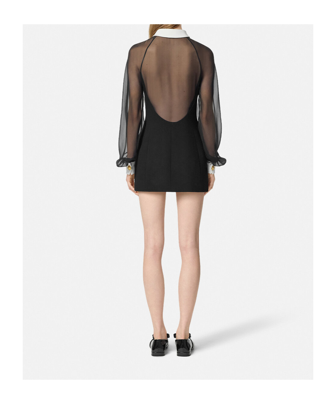 Versace Contrast-collar Bustier Mini Dress In Black