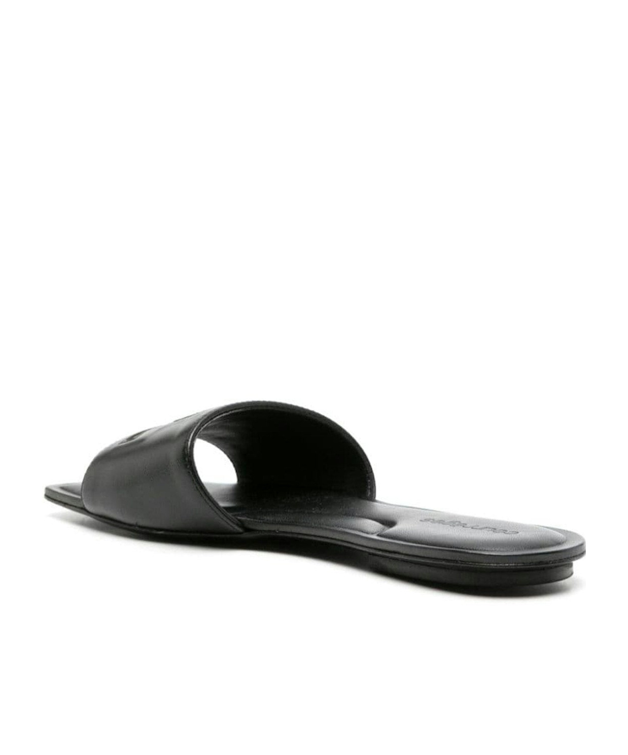 Shop Courrèges Logo-patch Leather Slides In Black