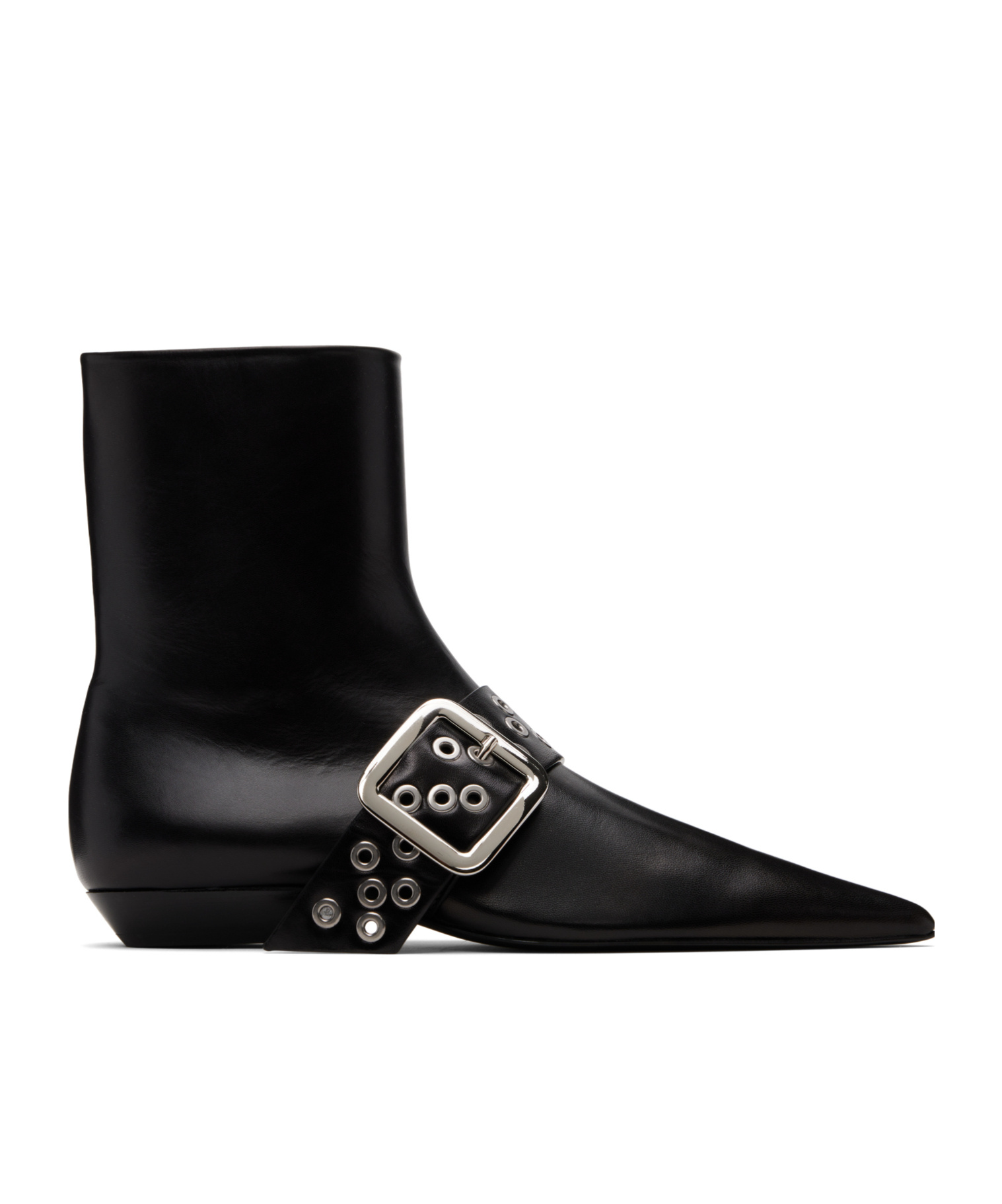 Jil Sander Buckled Leather Ankle Boots In Black