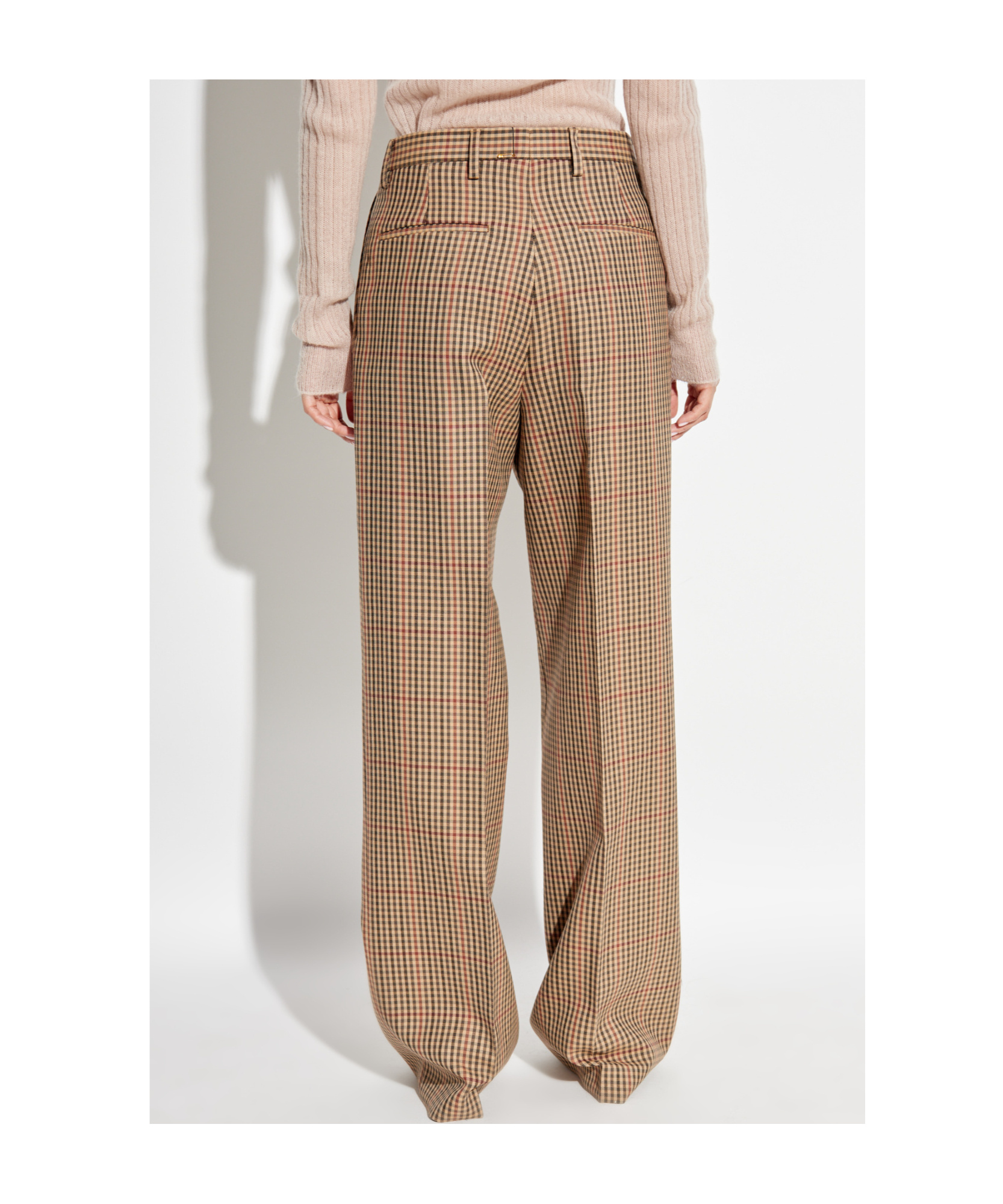 Dries Van Noten Check Casual Pants In Brown