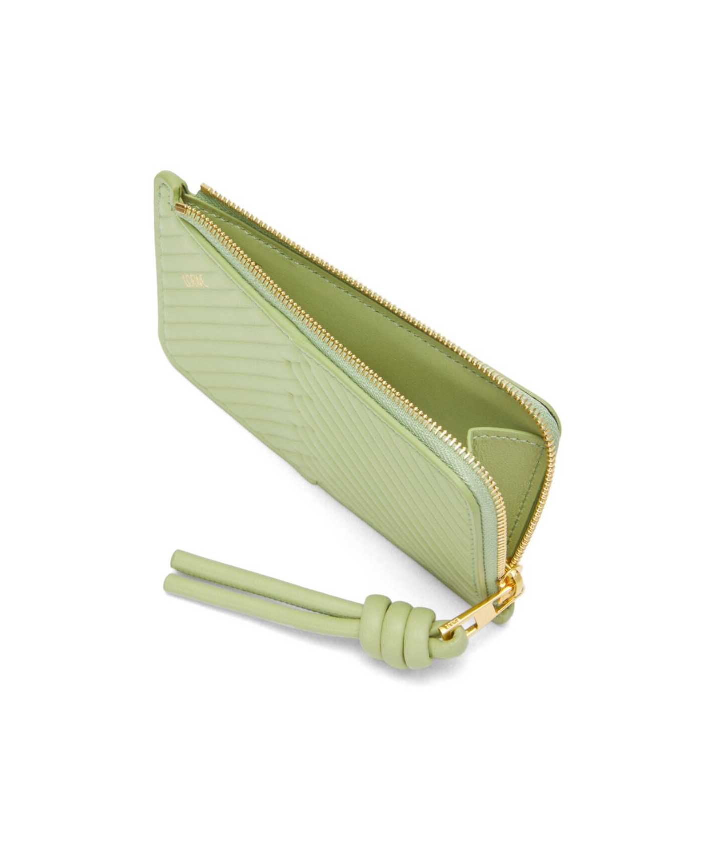 Shop Loewe Knot Coin Cardholder In Shiny Nappa Calfskin In Green