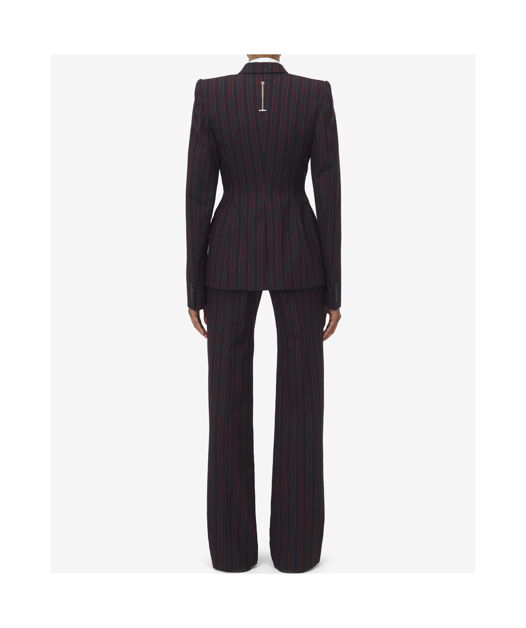 Alexander Mcqueen Striped Suit Coat In Black