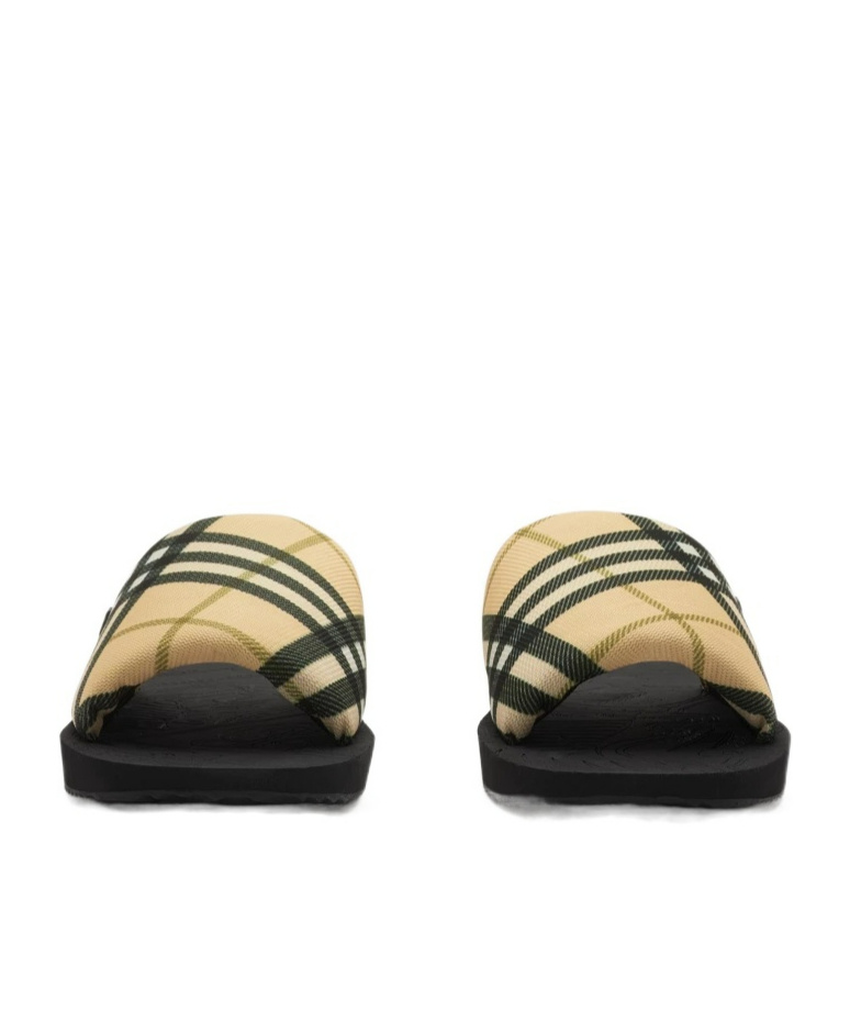 Burberry Checkered Trek Slides In Black