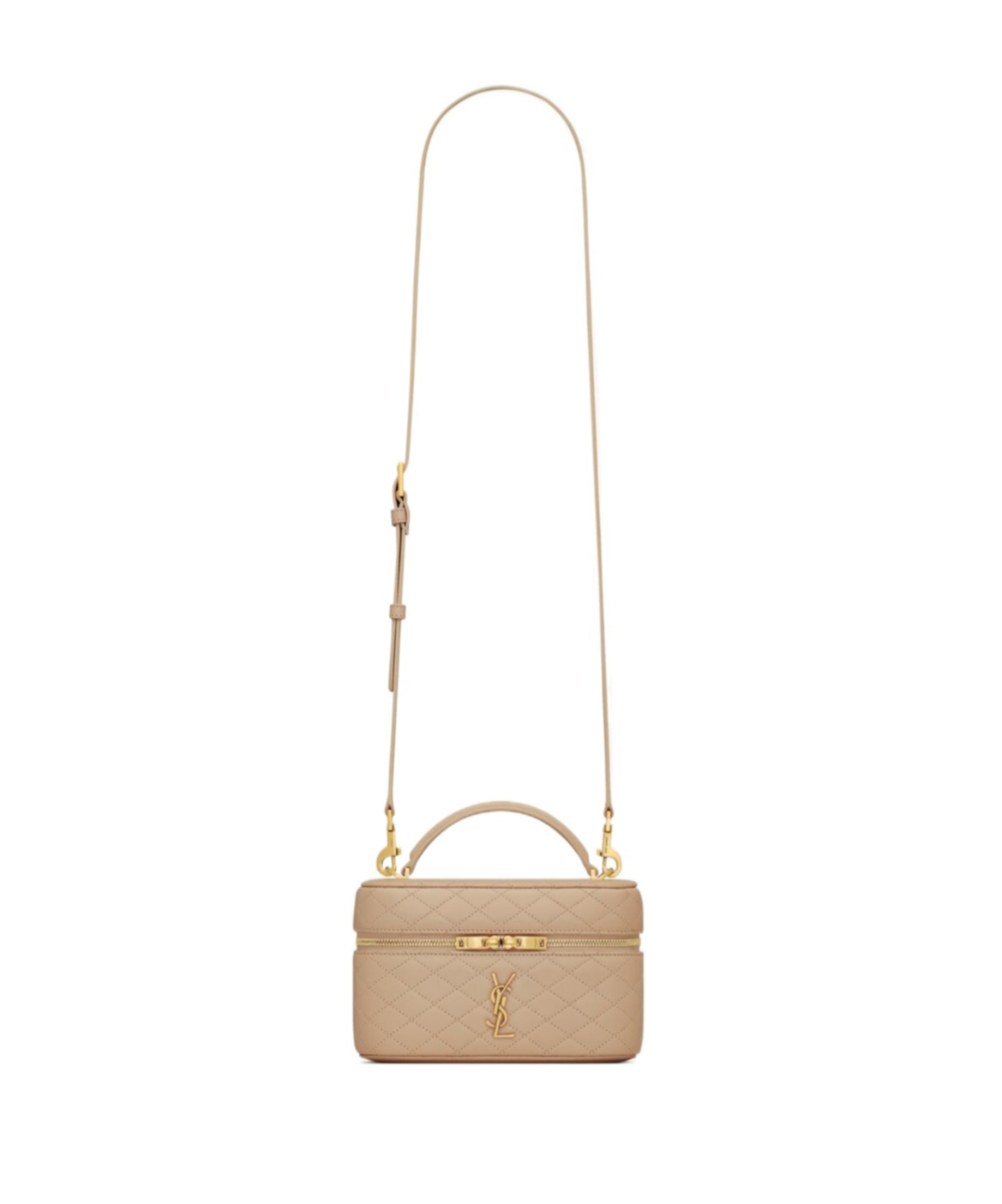 Saint Laurent Zip Opening And Closing Cosmetic Bag In Nude