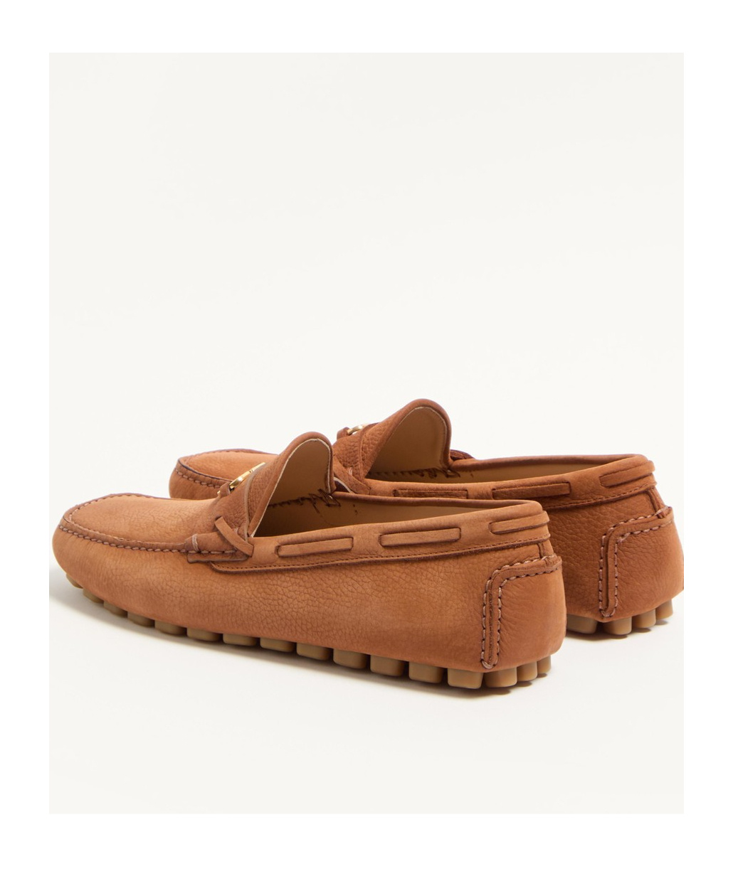 Valentino Driver Fastaway Loafer In Deerskin Suede In Brown