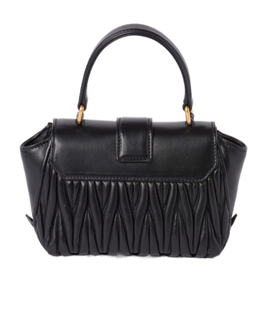 Miu Miu Black Leather Handbag In Black