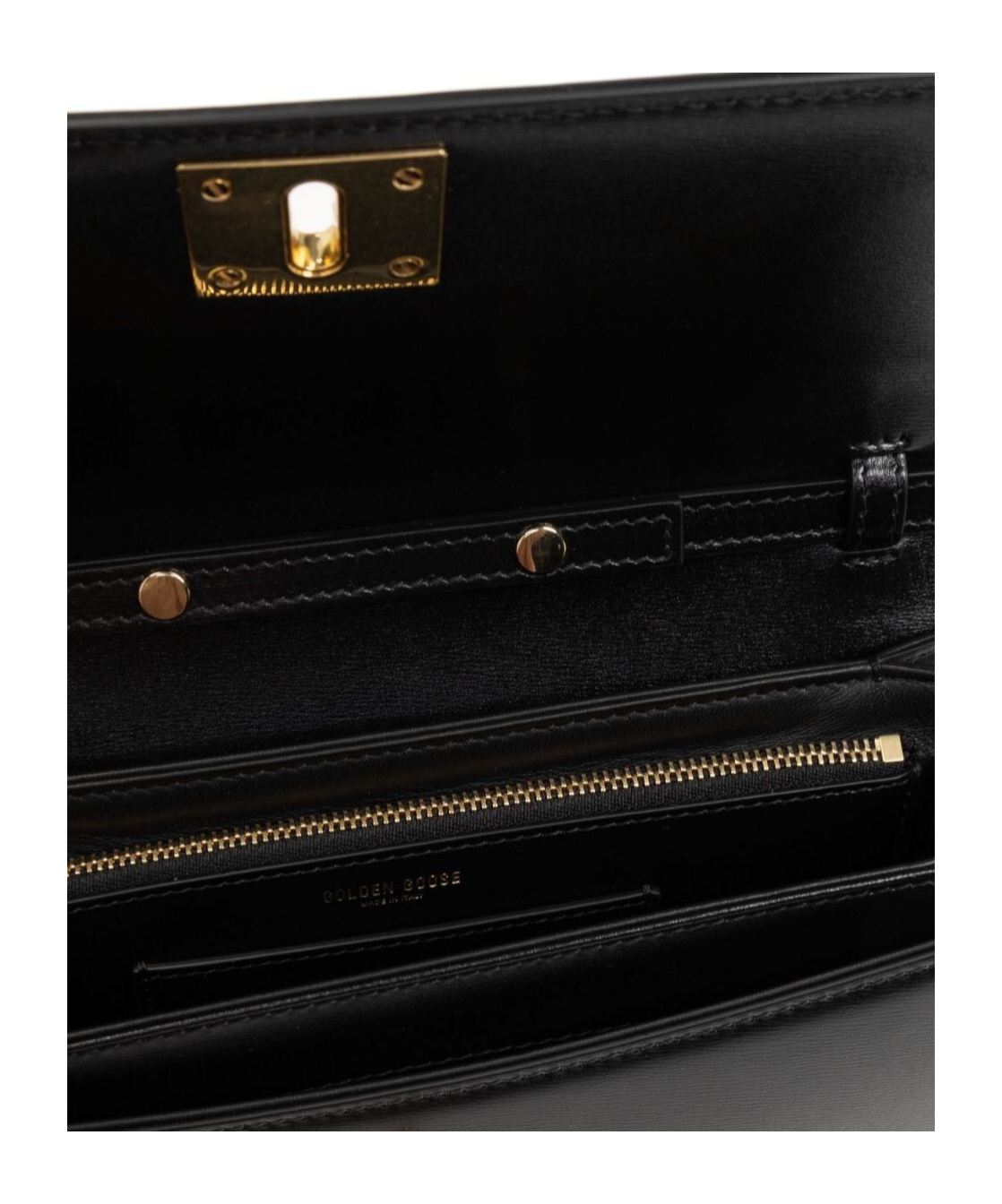 Golden Goose Gioia Bag In Black Palmellato Leather With Gold Details In Black