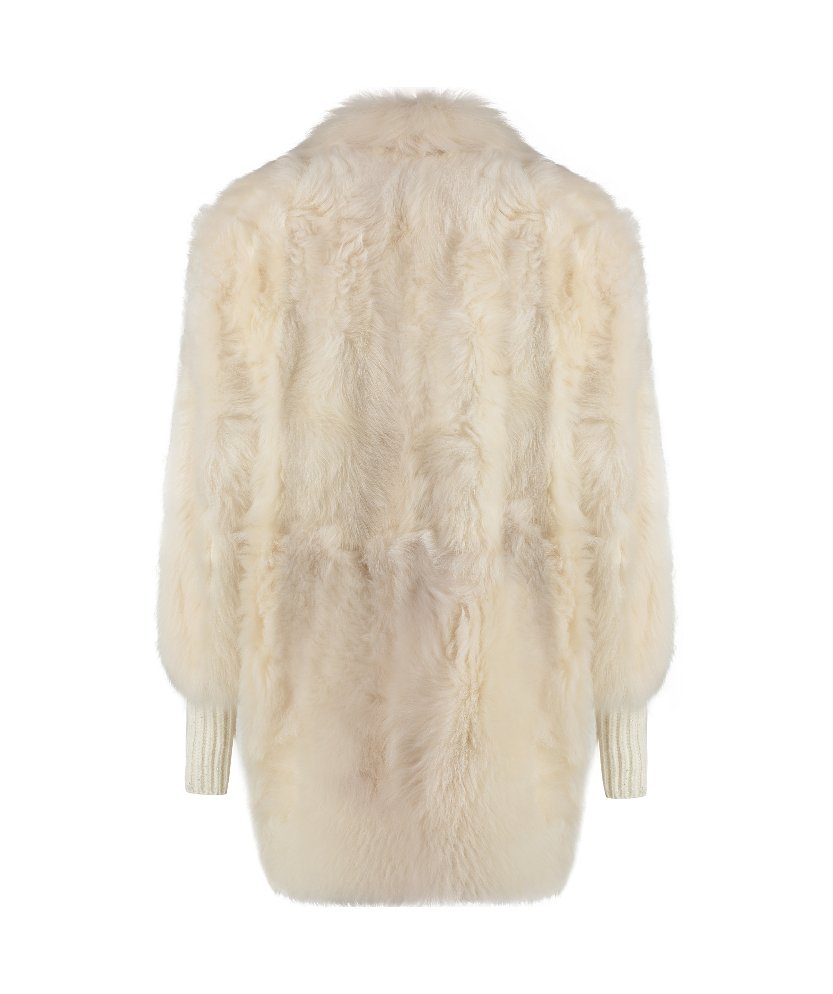 Fabiana Filippi Luxurious Shearling Overcoat With Sequin Embellishments In Nude