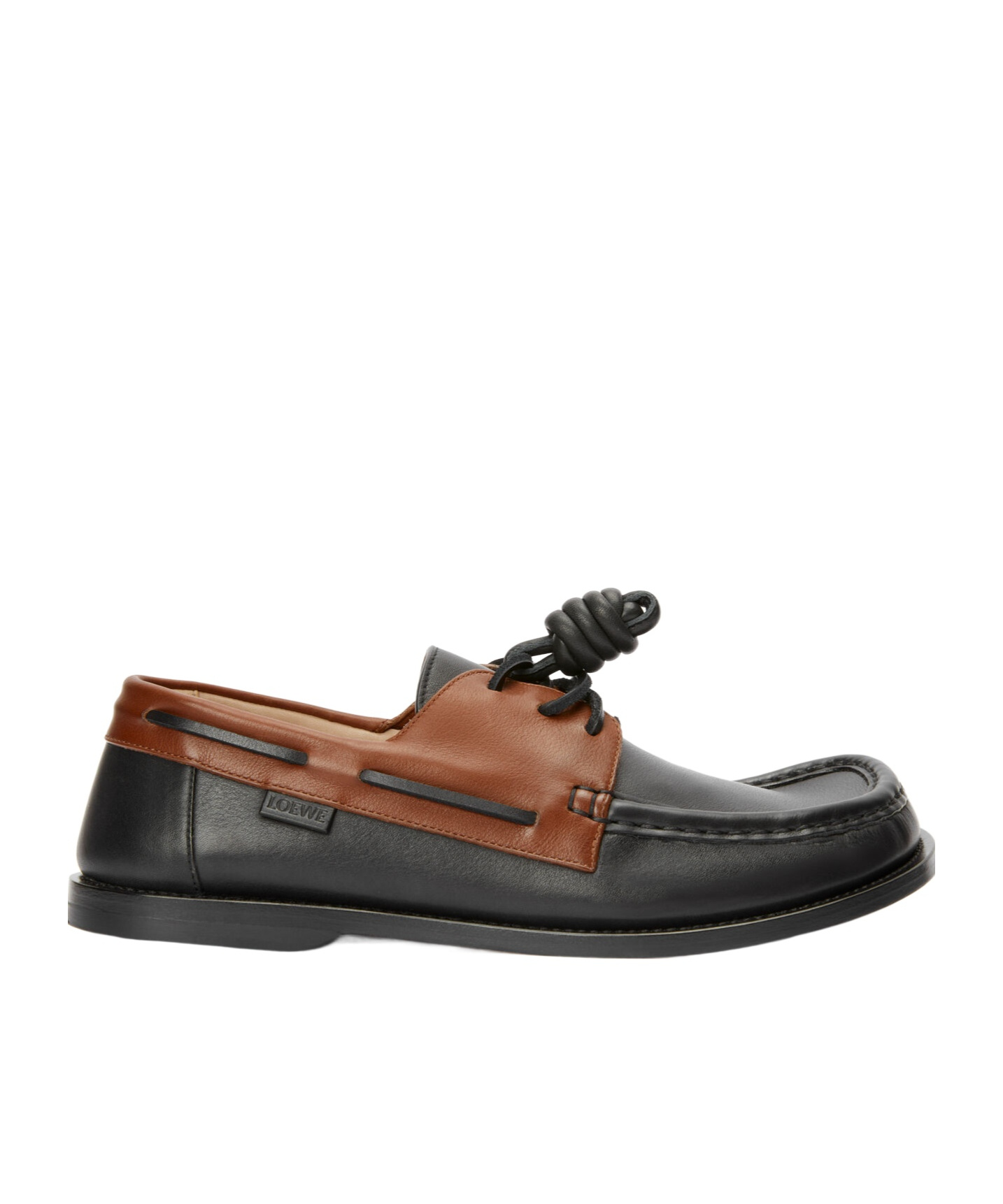 Loewe Sculpted Black Leather Shoes With Brown Accents In Black