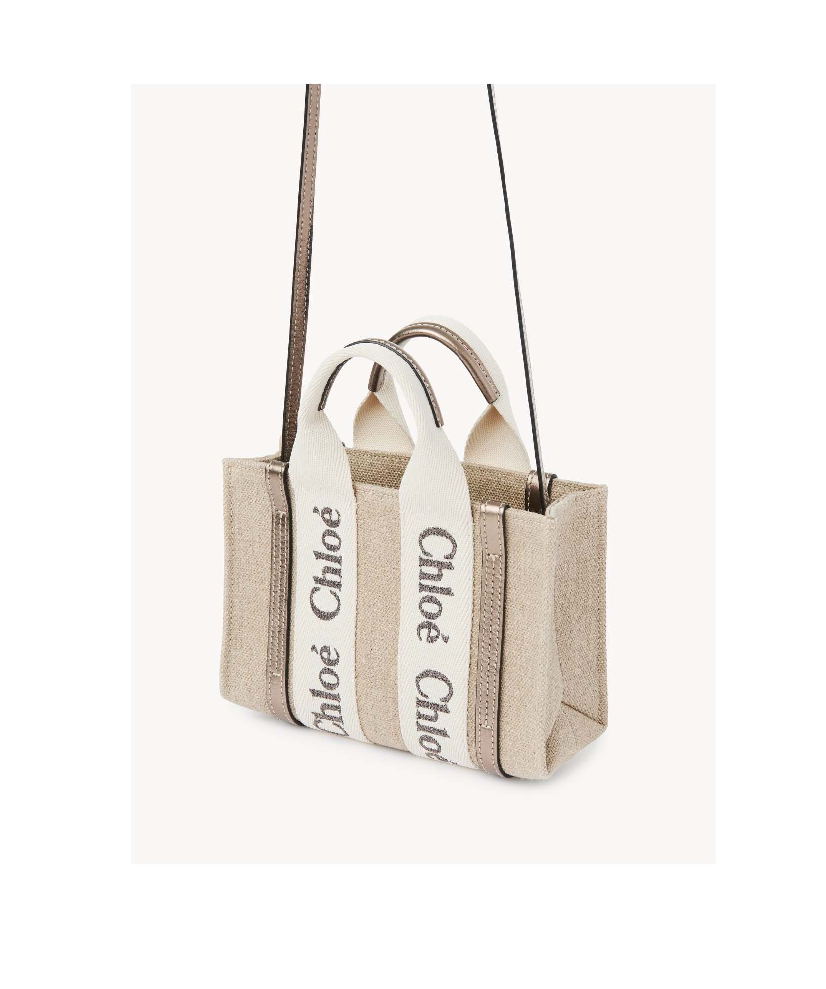 Shop Chloé Mini Woody Tote Bag In White