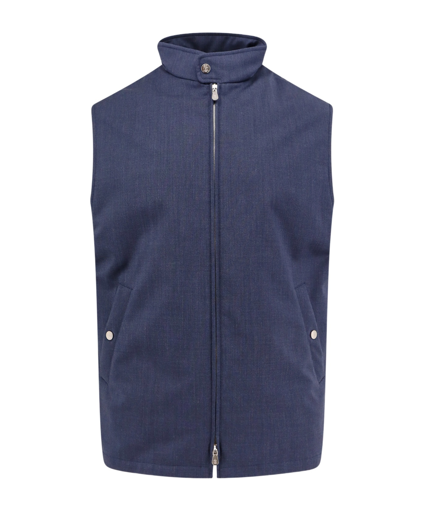 Brunello Cucinelli Zip-up Wool Padded Vest In Blue