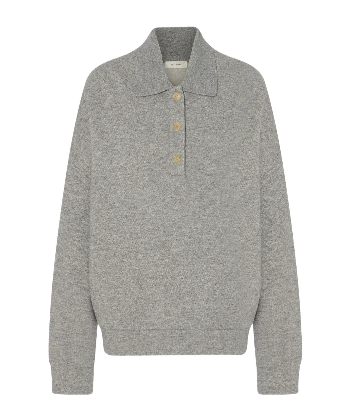 The Row Corzas Cashmere And Cotton Polo Sweater In Gray