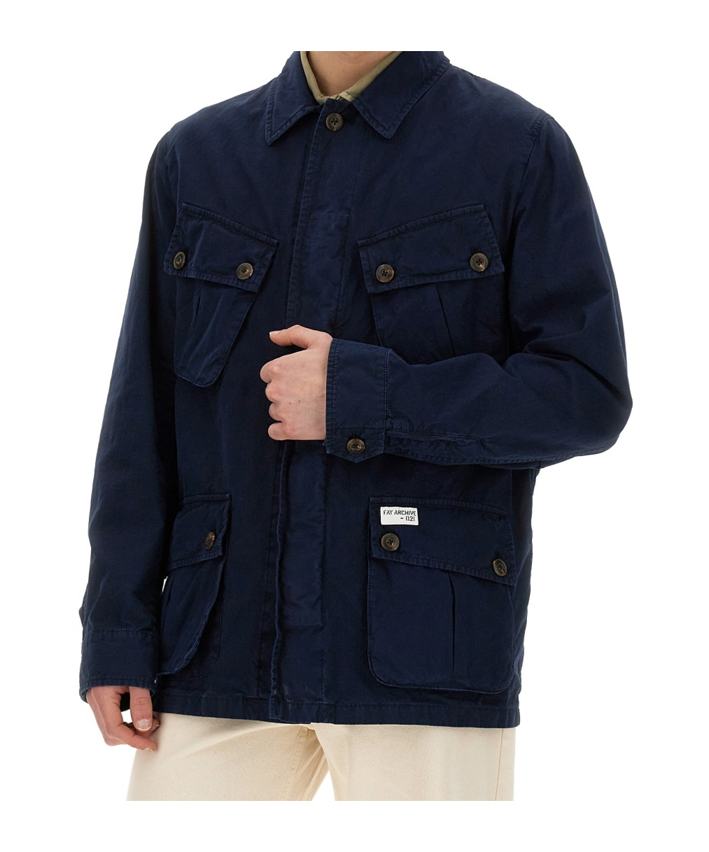 Fay Patch-pocket Shirt Jacket In Black