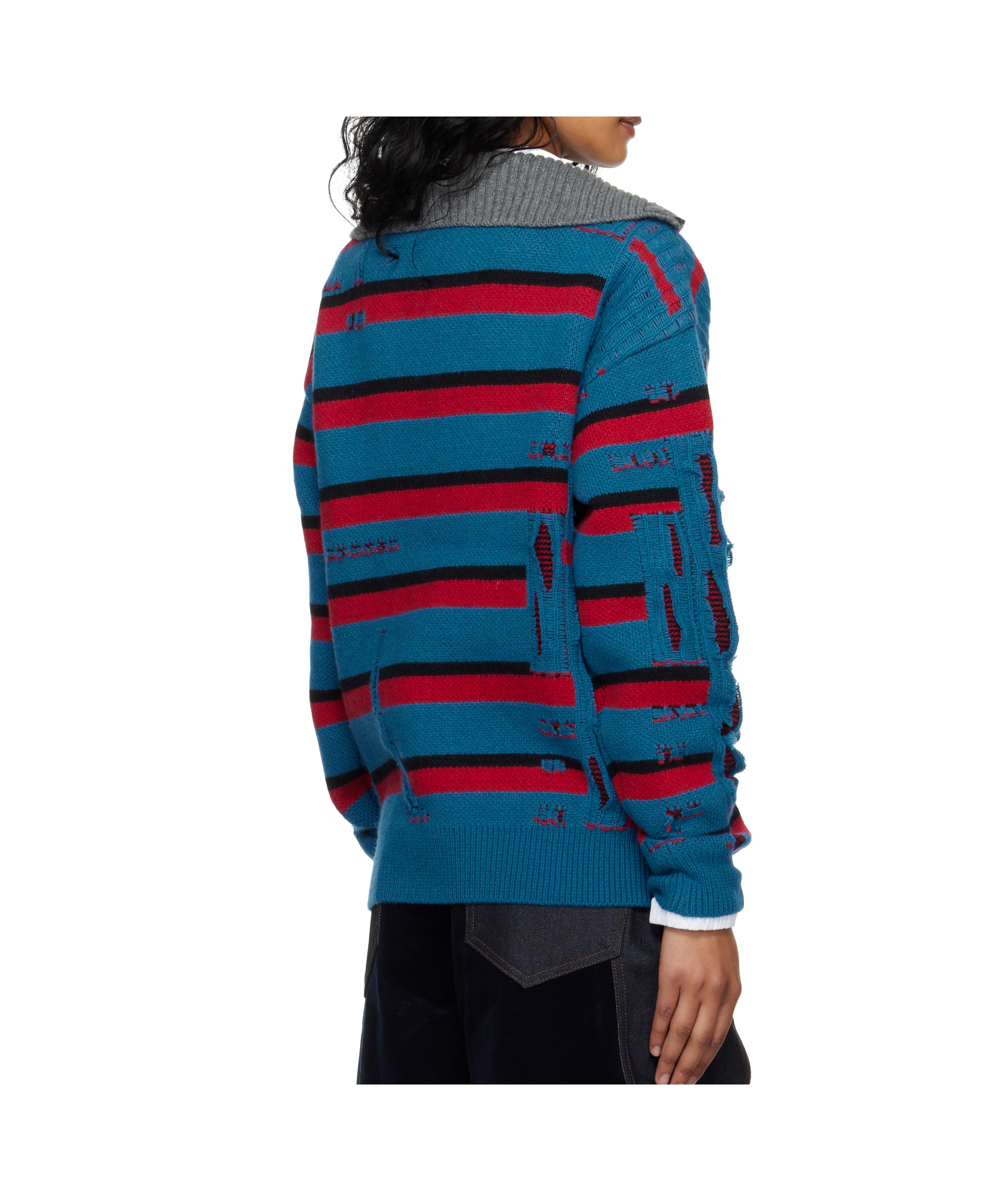 Andersson Bell Striped Jacquard Half-zip Sweater In Multi