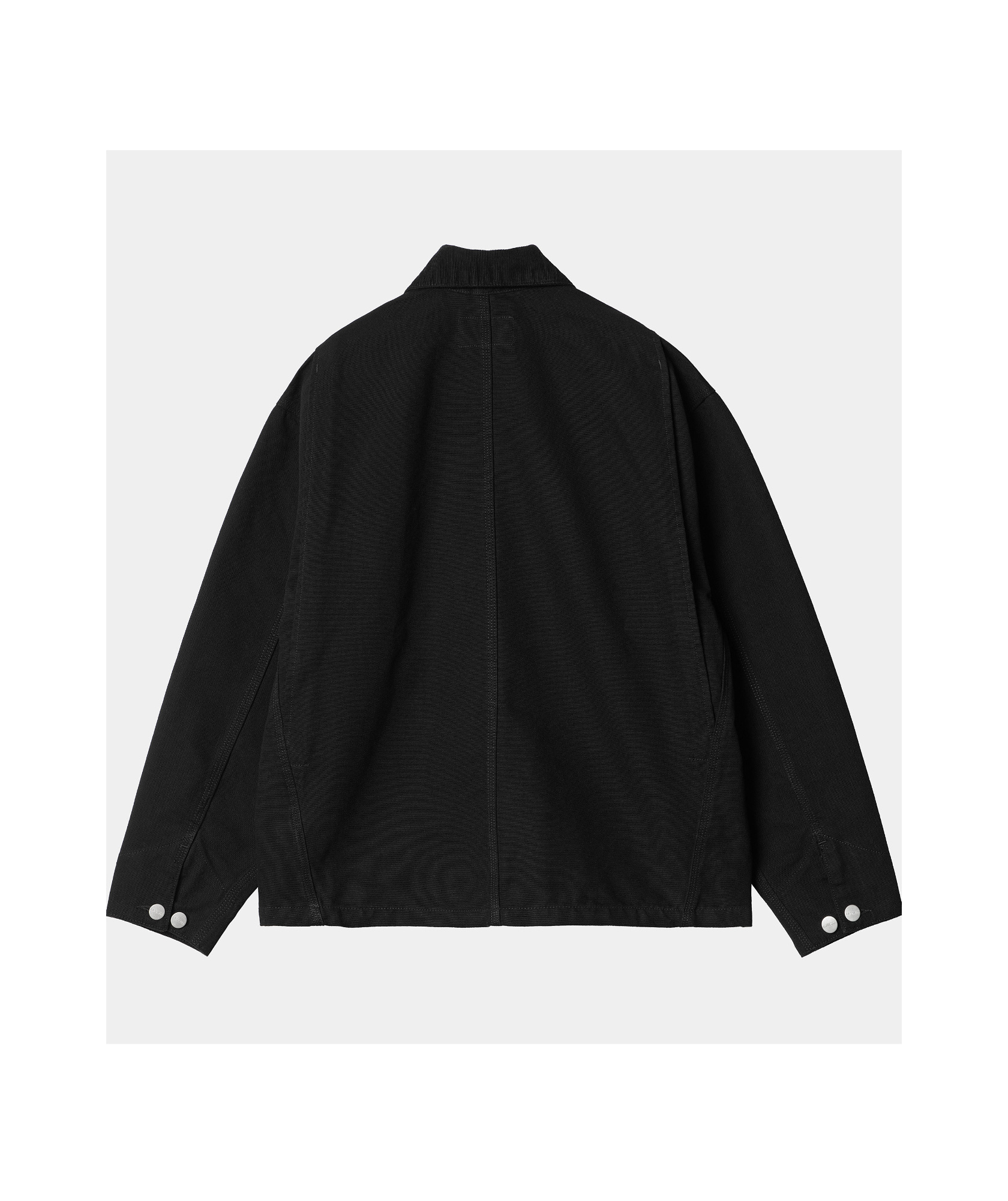 Carhartt Structured Short Coat With Button-up Front And Flap Pockets In Black