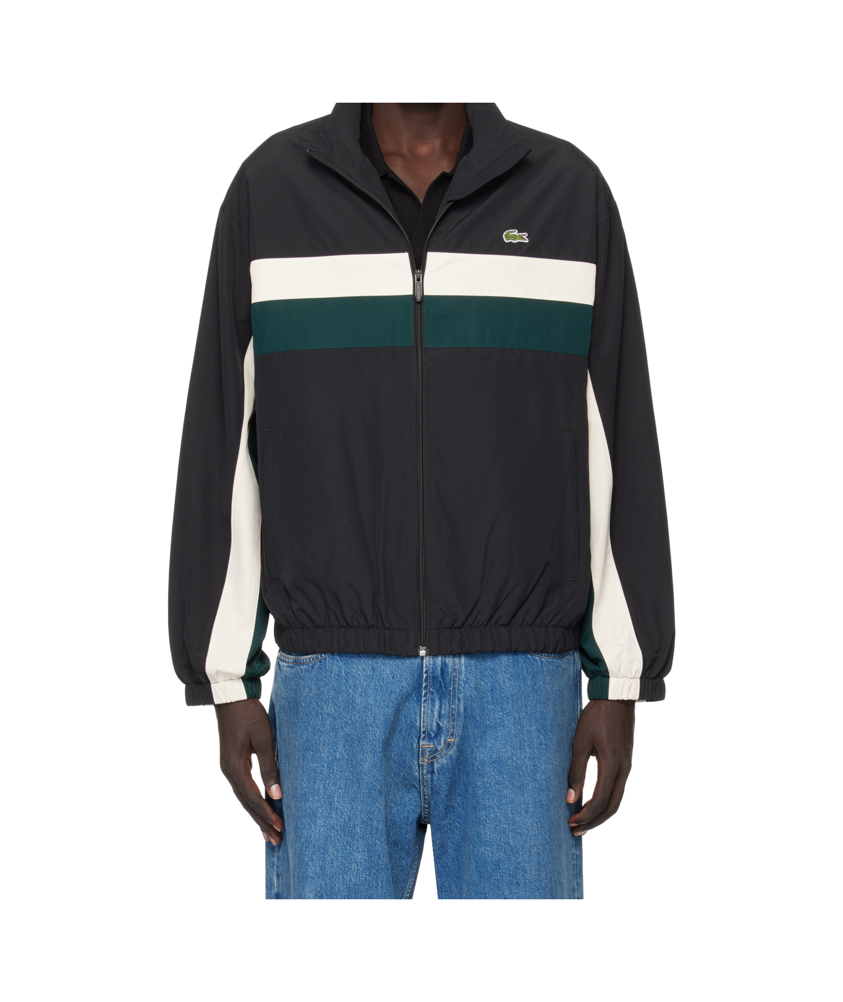 Lacoste Colour-block Crew-neck Sweatshirt In Blue