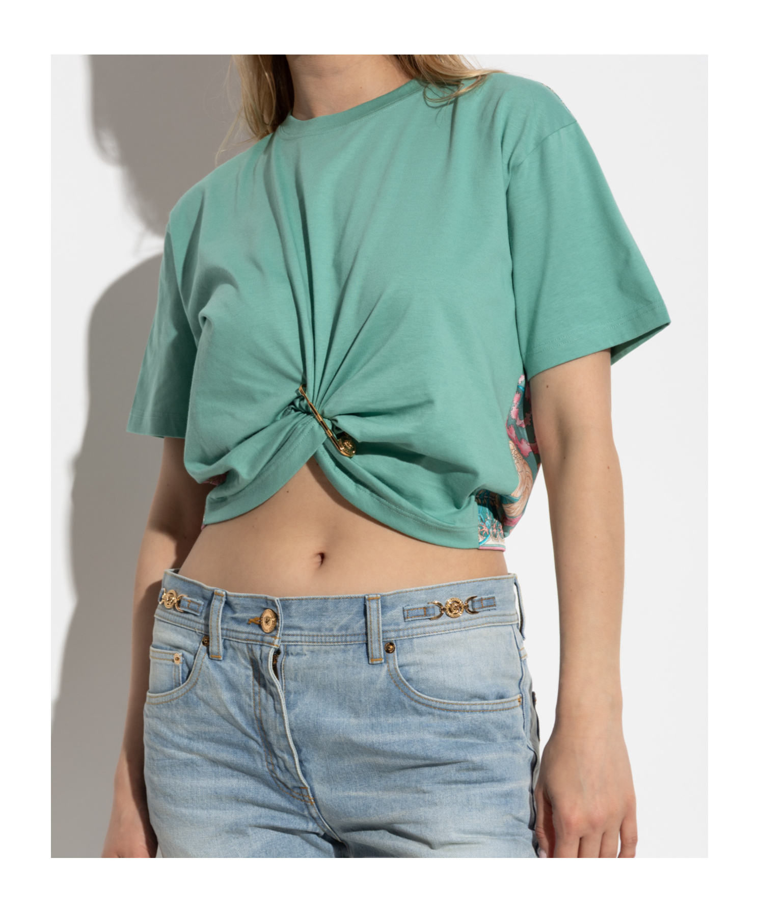Versace Crew Neck Top In Green