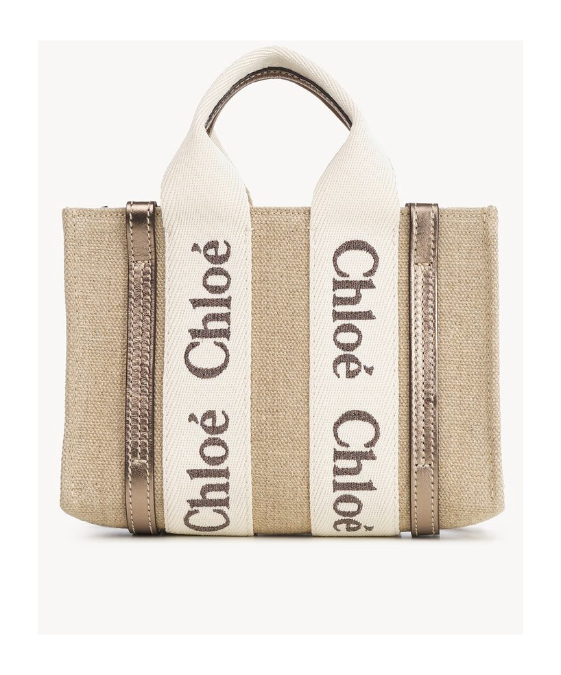 Shop Chloé Mini Woody Tote Bag In White