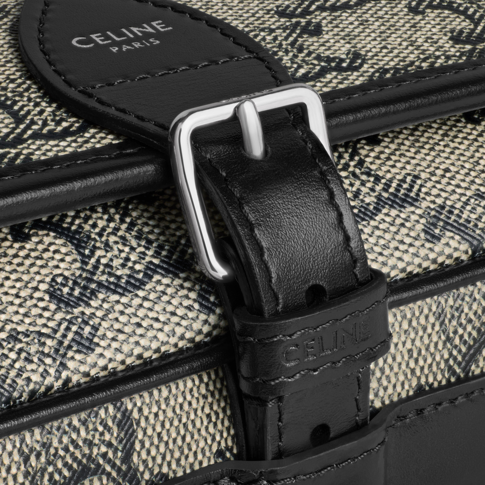 CELINE SMALL FOLCO MESSENGER IN TRIOMPHE CANVAS AND CALFSKIN