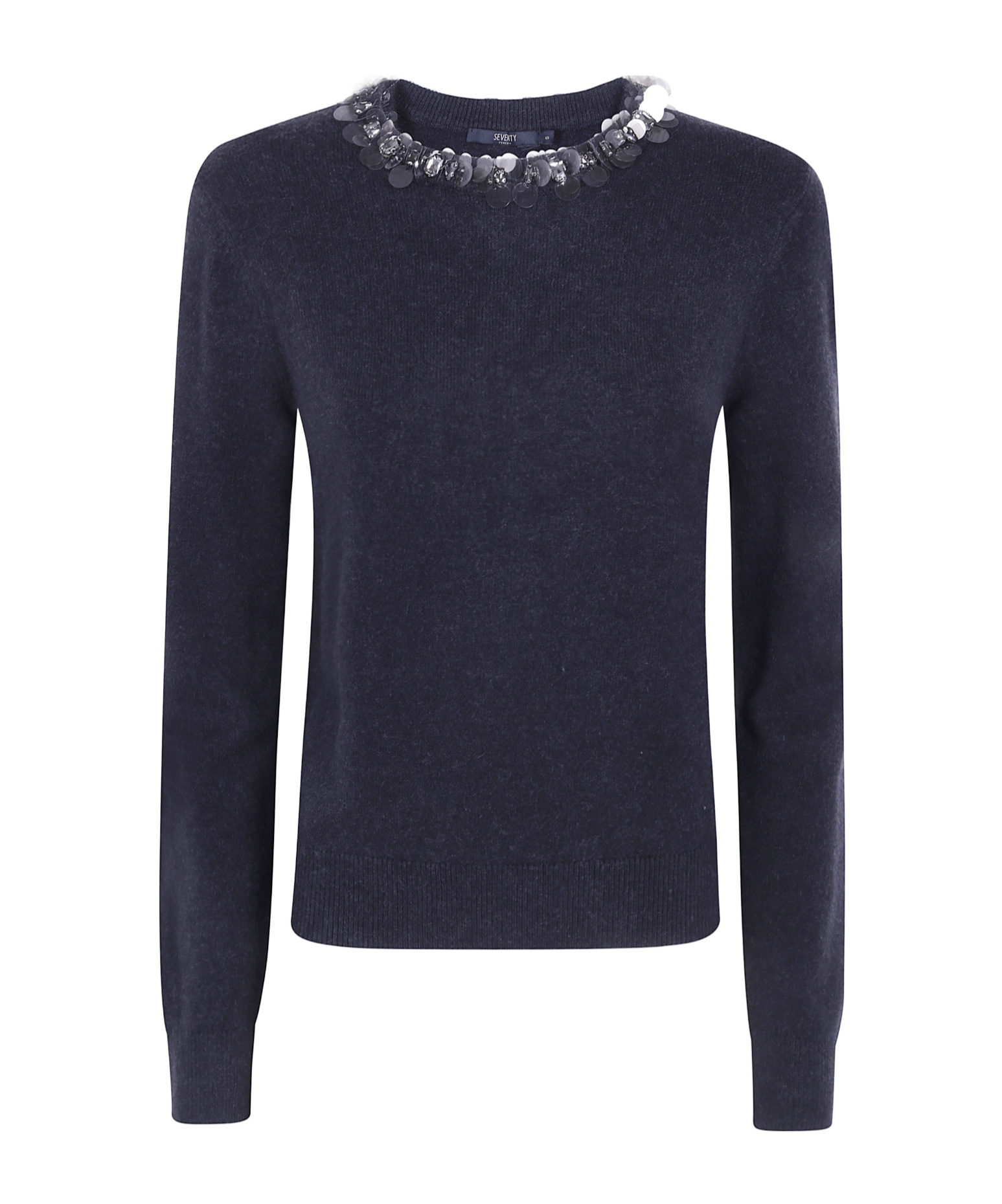 Seventy Sequin And Beaded Knit Top In Black