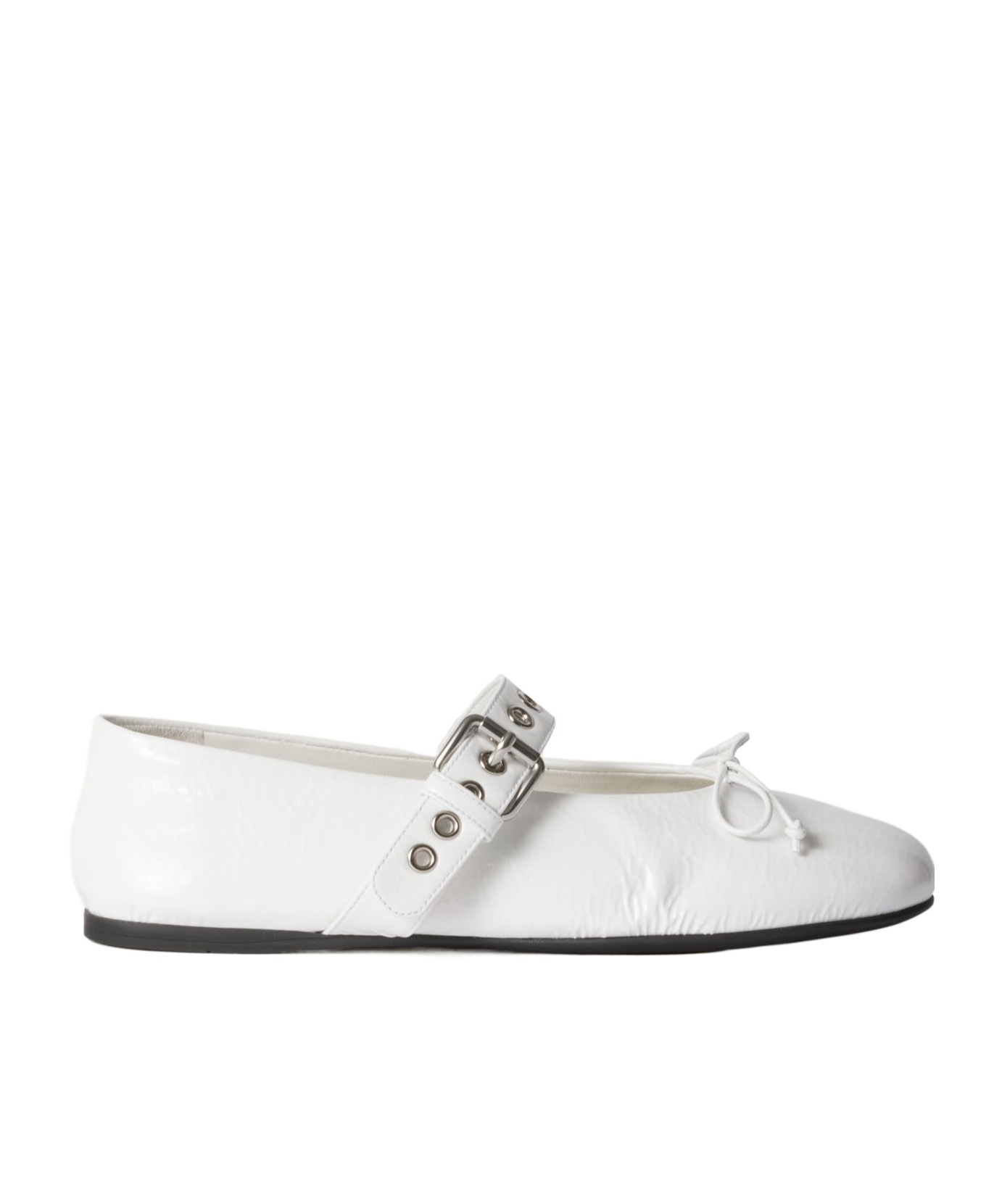 Miu Miu Patent-finish Leather Ballet Flats In White