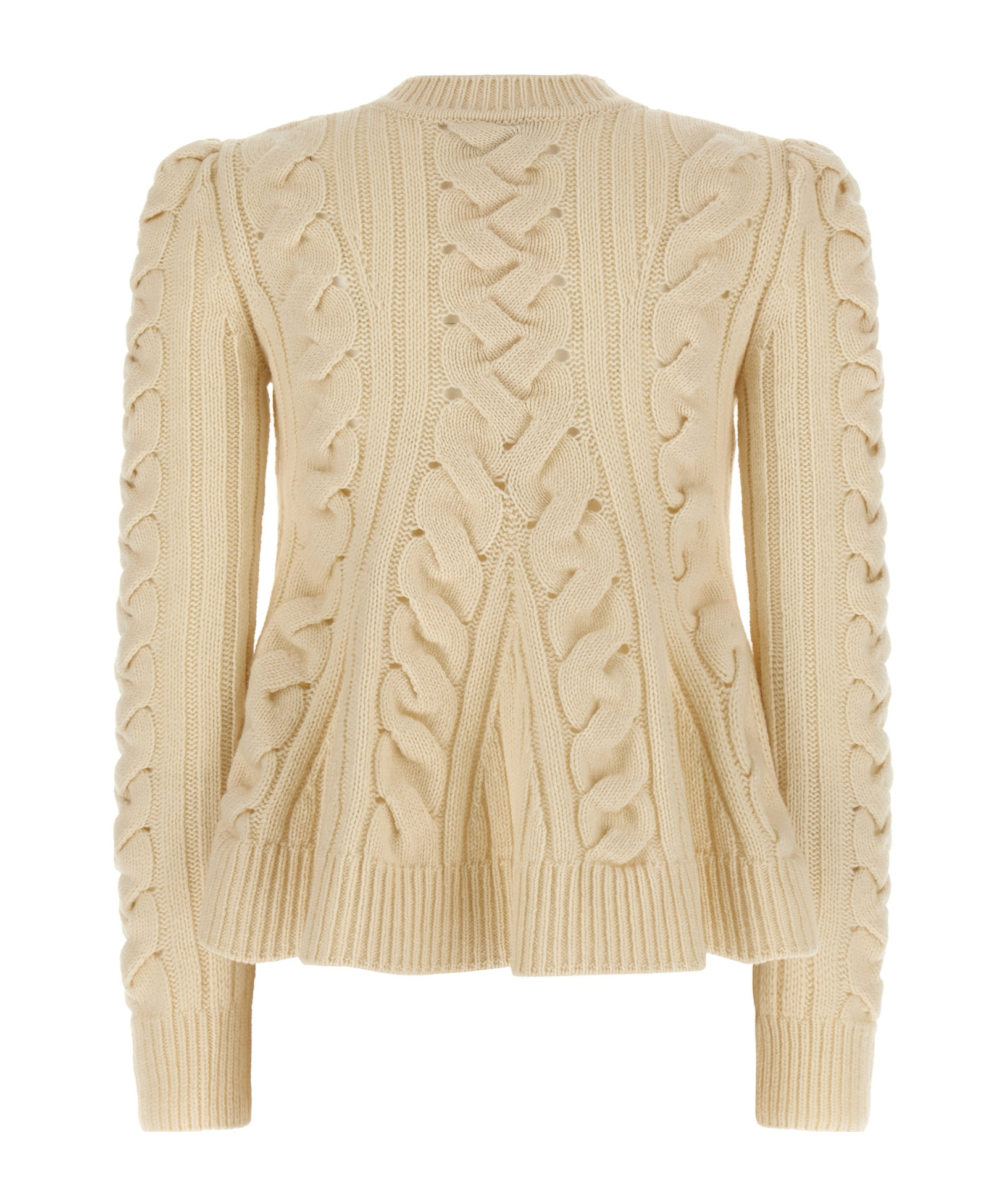 Alexander Mcqueen Wool And Cashmere Cable Sweater Clothing In Neutral