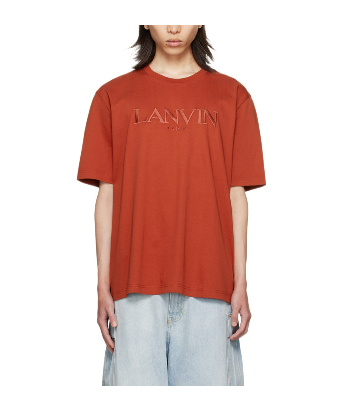 Lanvin Classic Paris Embroidered T-shirt Turkish Red In Brown