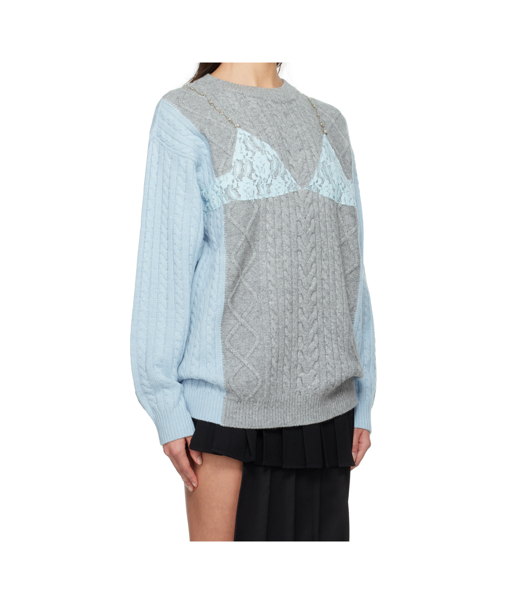 Shop Andersson Bell Long-sleeved Wool Cashmere Sweater In Gray