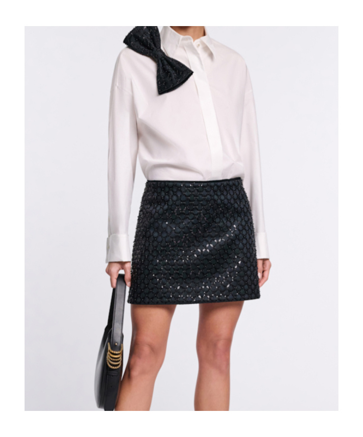 Dorothee Schumacher Poplin Shirt With Xl Sequin Bow In White