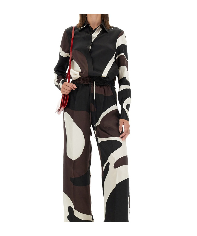 Kiton Abstract Pattern Collared Neck Long Sleeves Top In Black