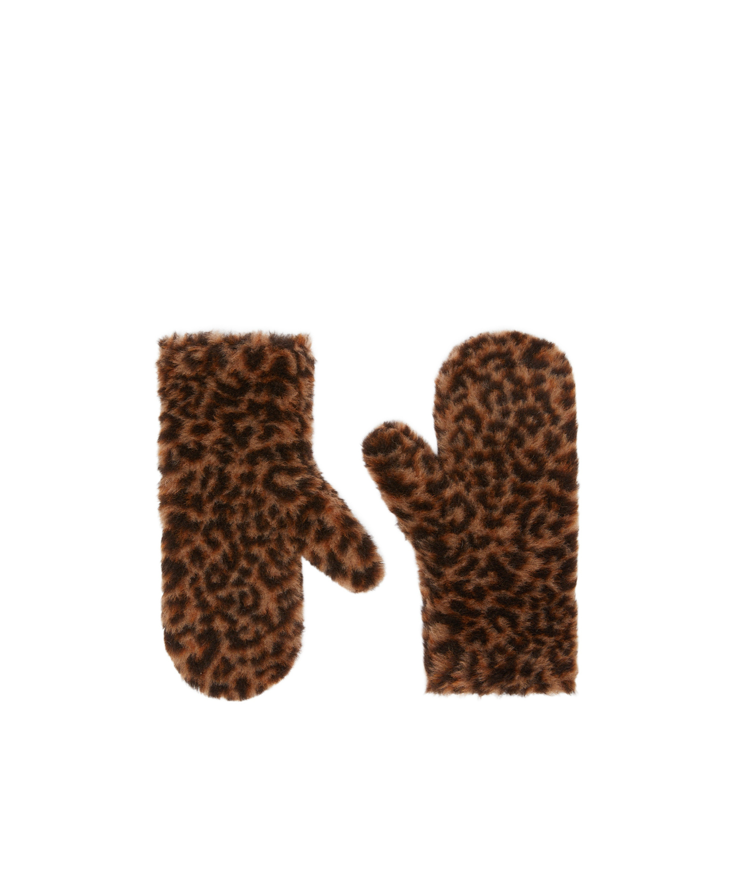 Max Mara Mittens In Jacquard-knit Alpaca And Wool Teddy Fabric In Brown