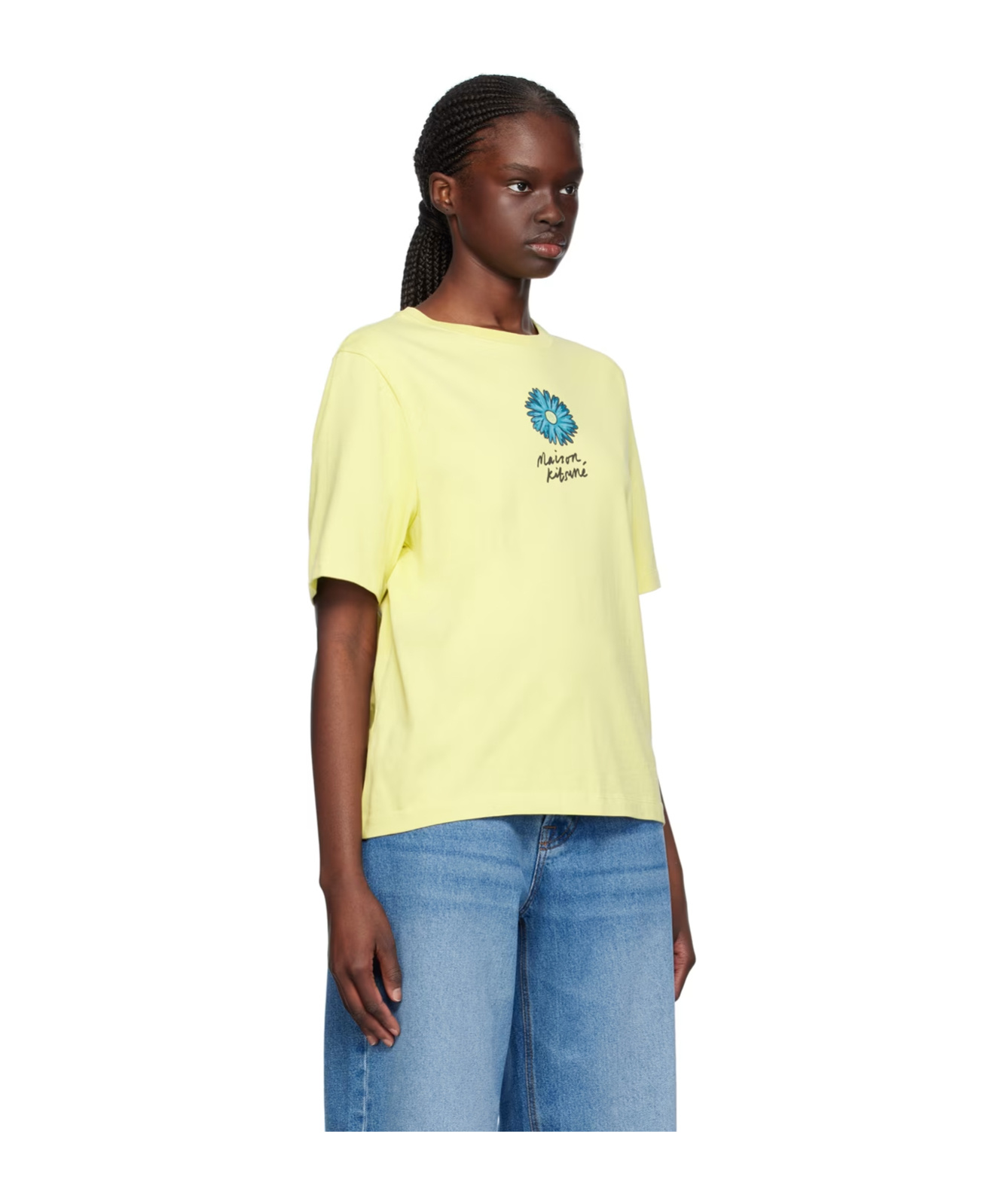 Maison Kitsuné Yellow Floating Flower T-shirt In Yellow