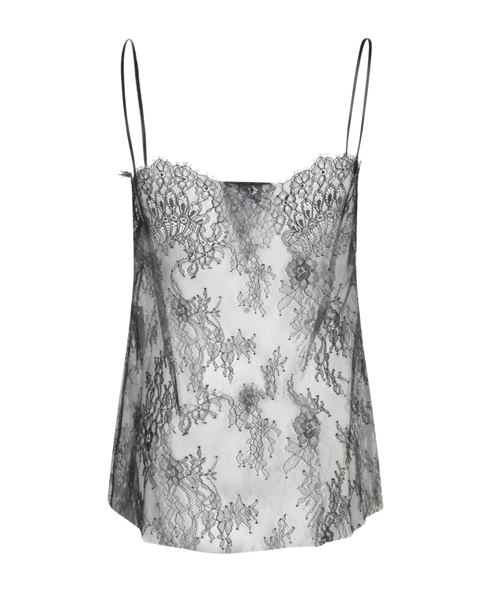 Alberta Ferretti Sleeveless Lace Top In Black