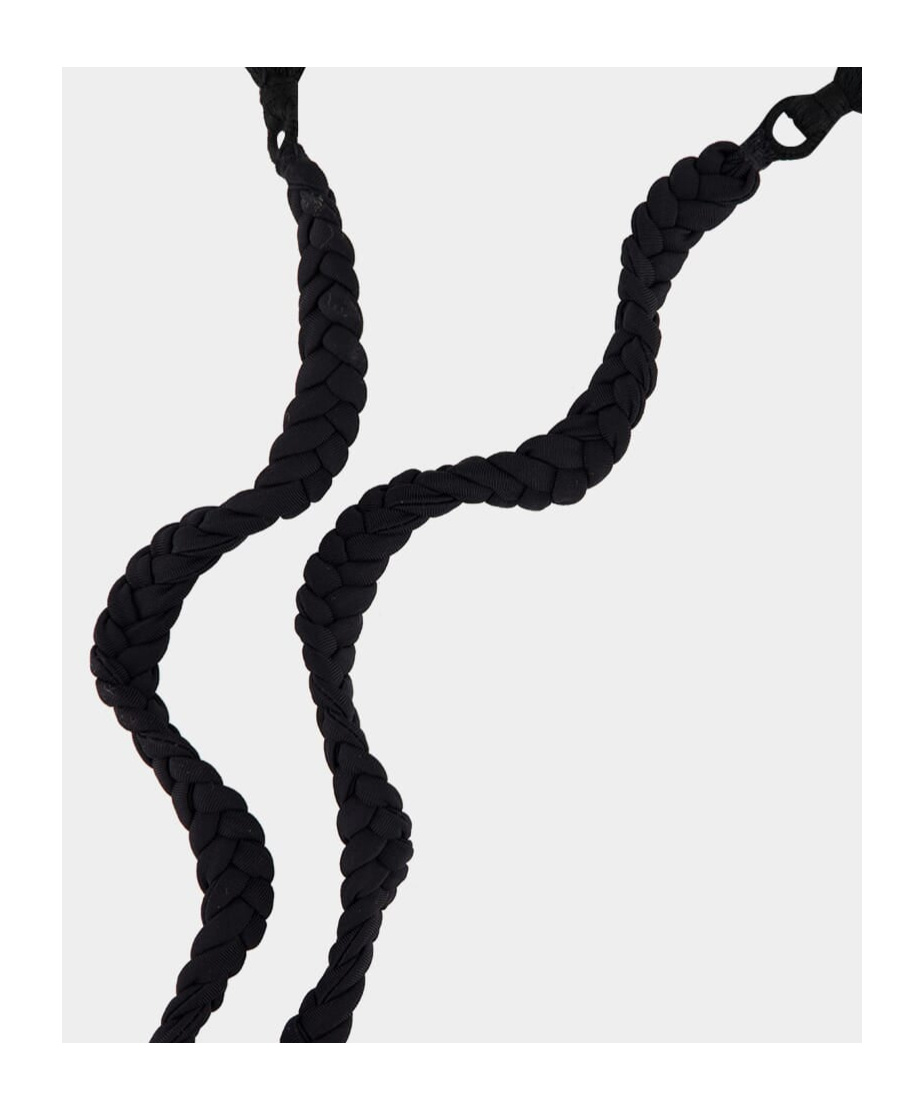 Johanna Ortiz Braided-strap Halterneck Swimsuit In Black