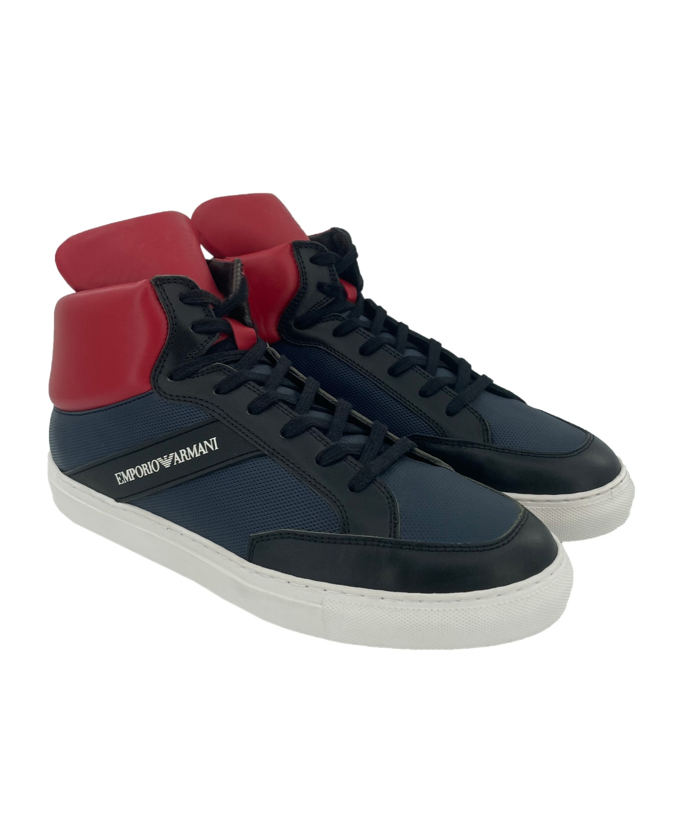 Emporio Armani Splice And Lace High-top Skate Shoes In Black