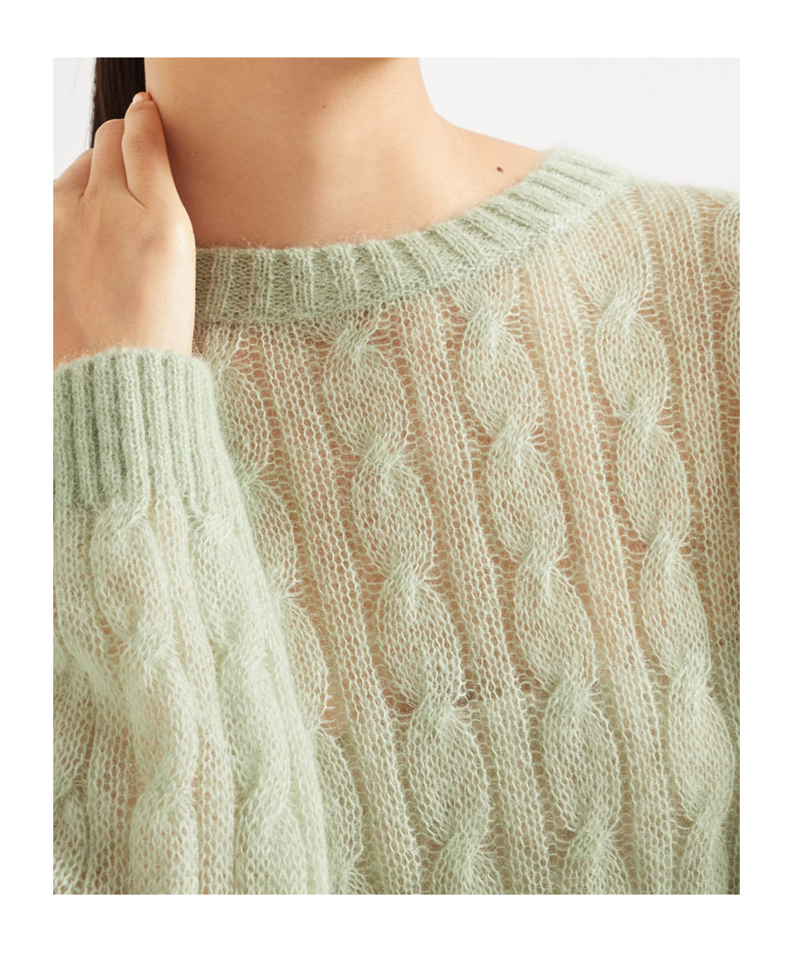 Brunello Cucinelli Mohair-blend Cable-knit Sweater In White