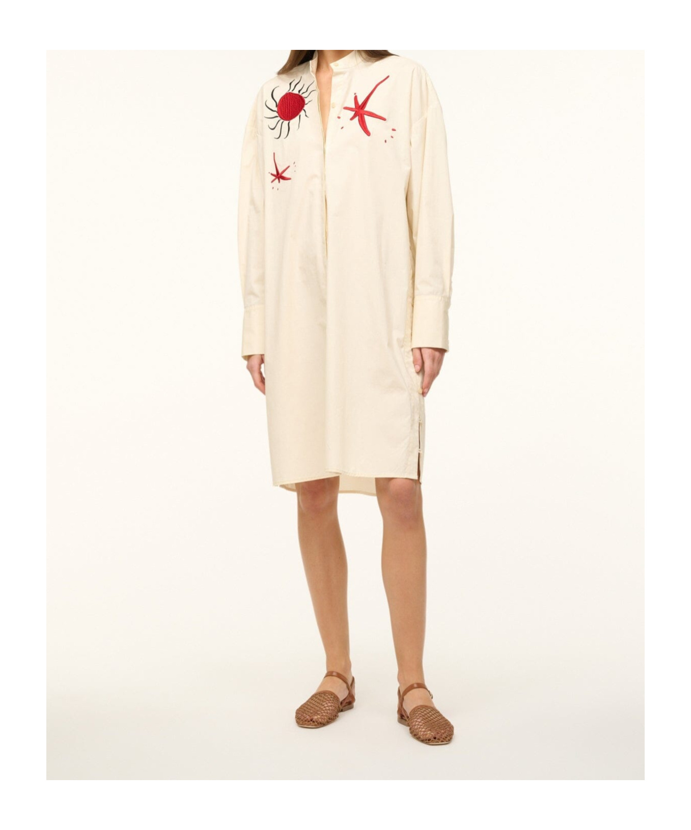 Staud Long-sleeved Dress In White